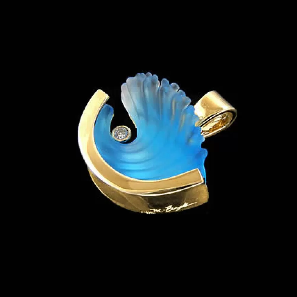 Colgante Onda en Oro Amarillo de 14K con Diamante - Diseño Elegante de Matt Bezak para Collares Únicos | Detalles Brillantes en Oro Macizo