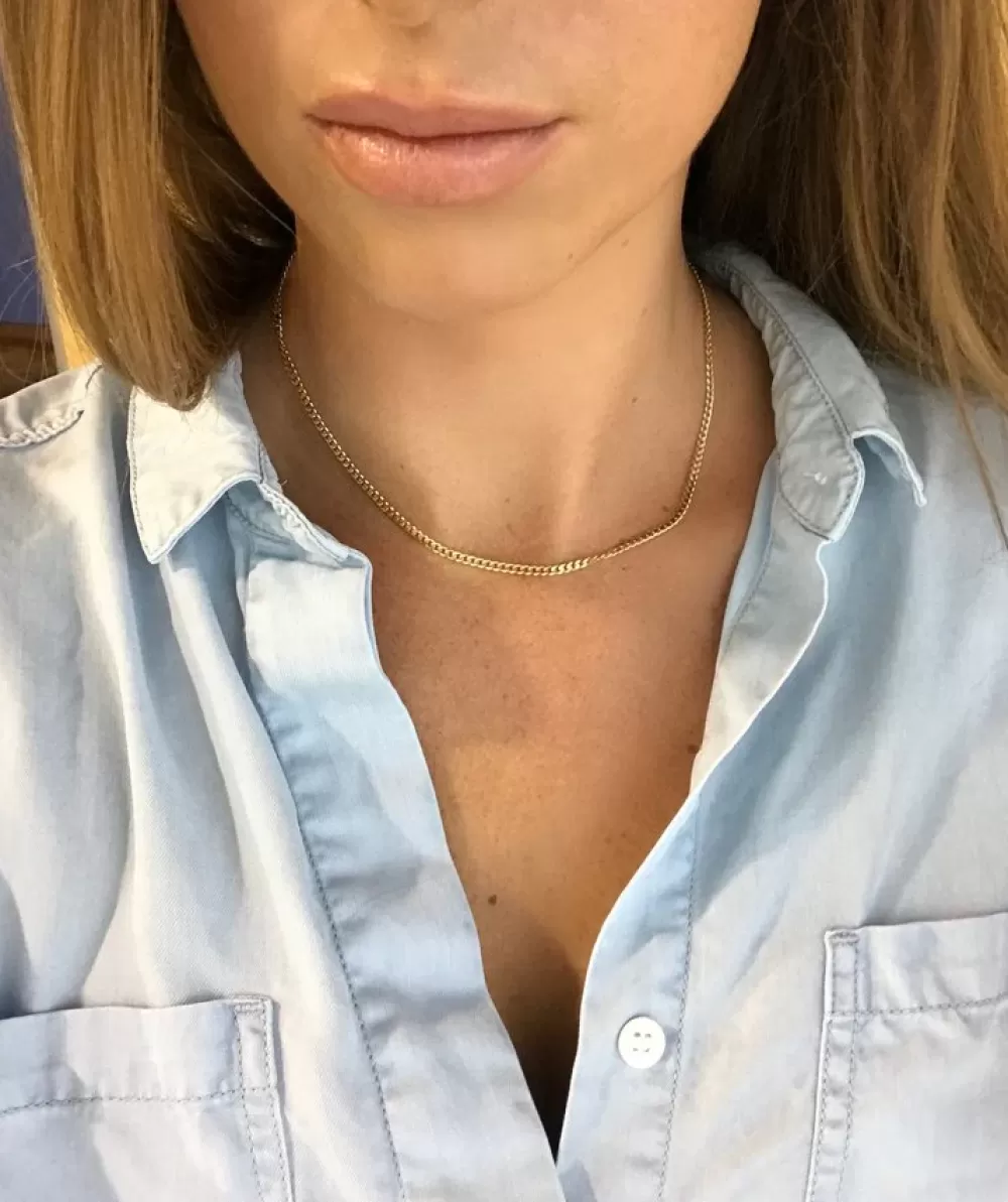 Cadena Curb Clásica en Oro Amarillo 14K - Diseño Exclusivo de Kate Alexandra para Colgantes Elegantes
