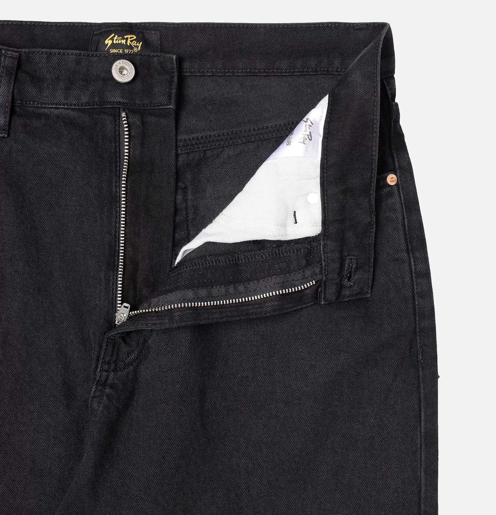 Pantalones de Trabajo Urbanos STAN RAY - Jeans con 5 Bolsillos en Negro Desgastado, Diseño Resistente para Uso Diario
