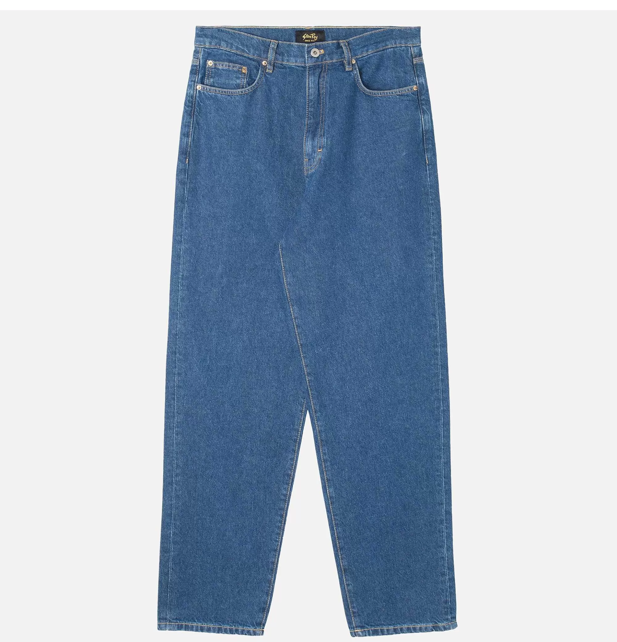 Pantalones de trabajo STAN RAY en denim rústico - 5 bolsillos funcionales, tono piedra desgastado, corte americano duradero para jornadas intensas