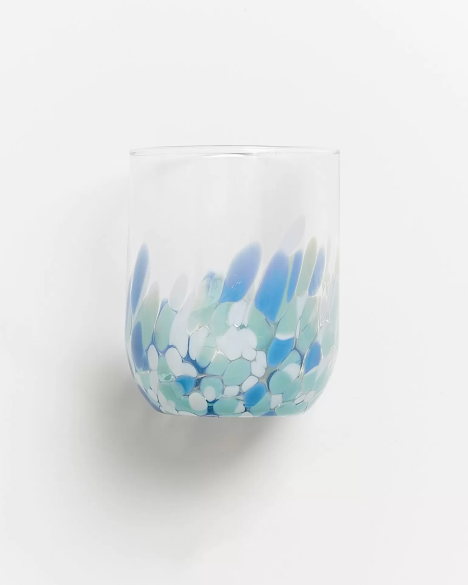 Vaso de Cristal Grande Miio Alegria - Diseño Elegante con Gotas Azules y Blancas para Hogar