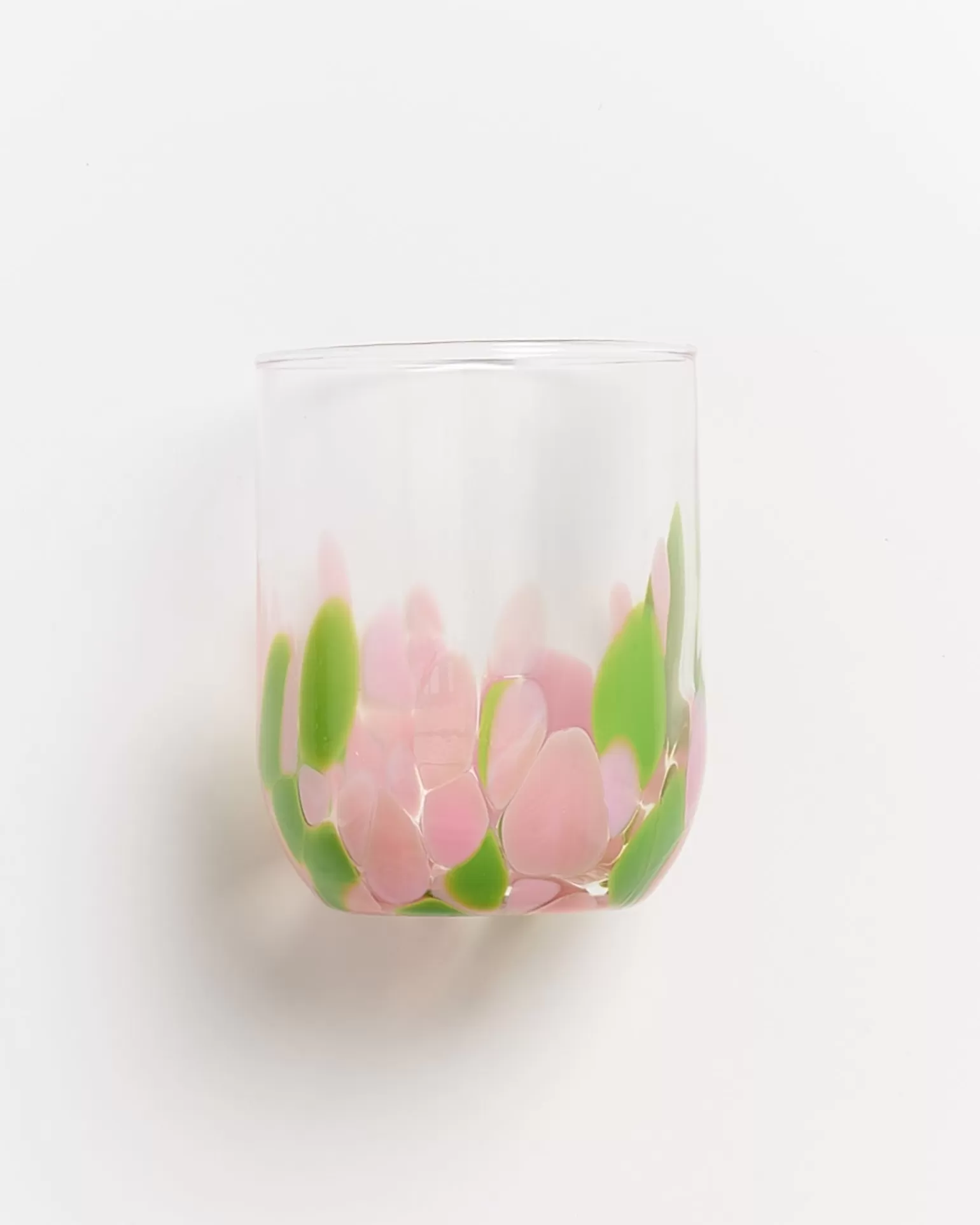 Oferta Relámpago: Vaso Grande Motel Alegría con Diseño Exclusivo de Gotas en Rosa y Verde Vibrante - ¡Aprovecha Ahora!