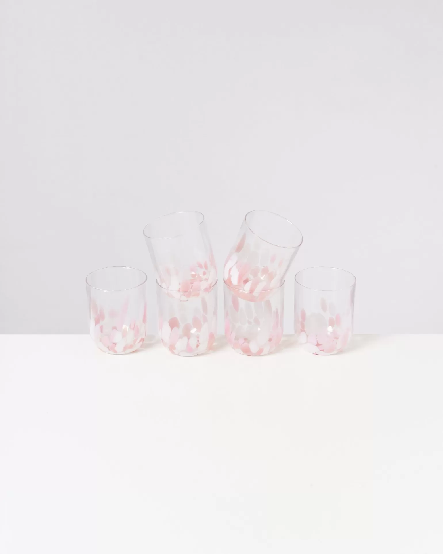 Miio Alegria - Vaso de Cristal XL con Detalles en Rosa y Gotas Artesanales