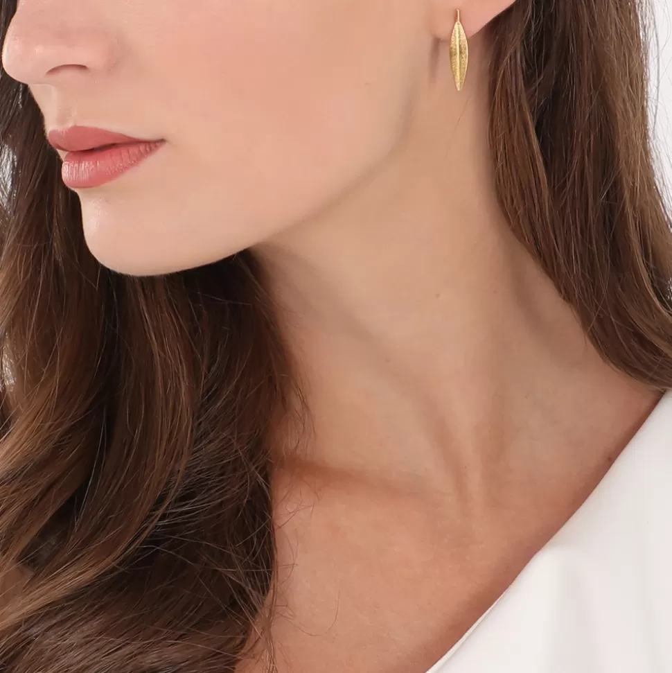 Aros Colgantes Folli Follie Anima Olea - Plata Sterling con Hoja de Olivo, Diseño Mediterráneo Elegante para Mujer