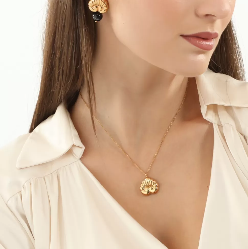 Pendientes Folli Follie para Mujer - Diseño Anthemio en Oro con Cuarzo | Colección Archaics