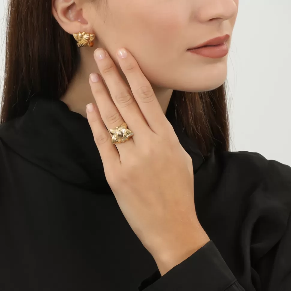 Anillo Folli Follie Archaics para Mujer - Diseño Chiton en Baño de Oro Elegante