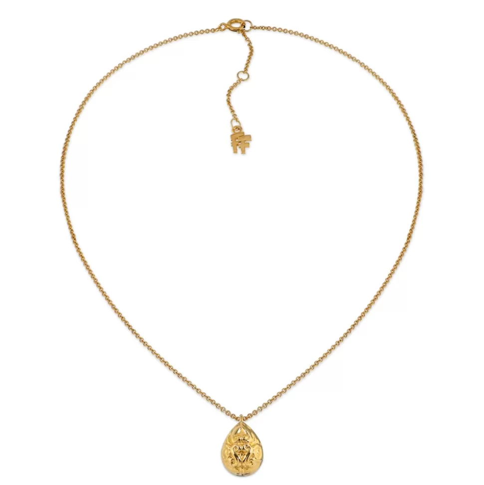 Collar Corto Folli Follie para Mujer - Colgante Tallado con Baño de Oro de la Colección Archaics