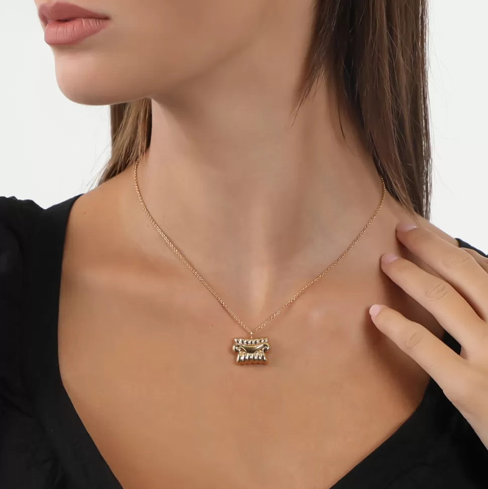 Colgante Corto en Baño de Oro con Acento Clásico - Colección Arcaica Exclusiva de Folli Follie para Mujer