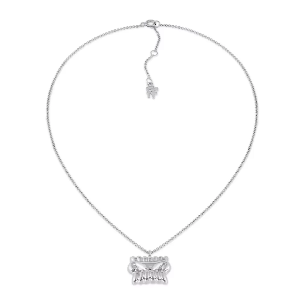 Folli Follie - Collar Plata Mujer Colección Archaics: Diseño Corto con Detalle Jónico Clásico