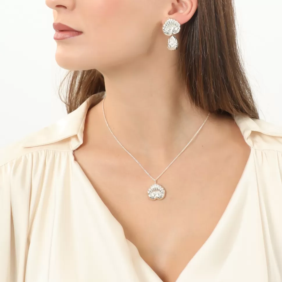 Aretes Plateados Folli Follie Colección Archaics - Diseño Anthemion con Gota Tallada Artesanal para Mujer