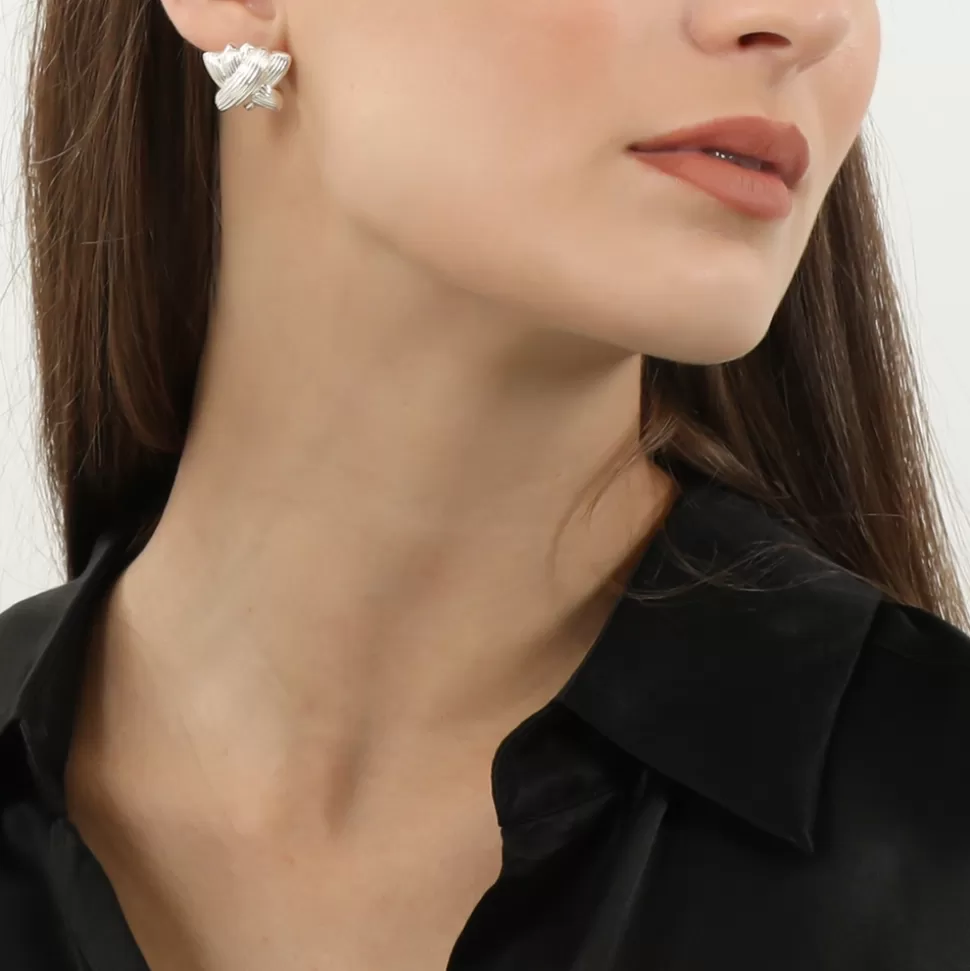 Pendientes Folli Follie Mujer - Diseño Arcaico en Plata con Motivo Chitón
