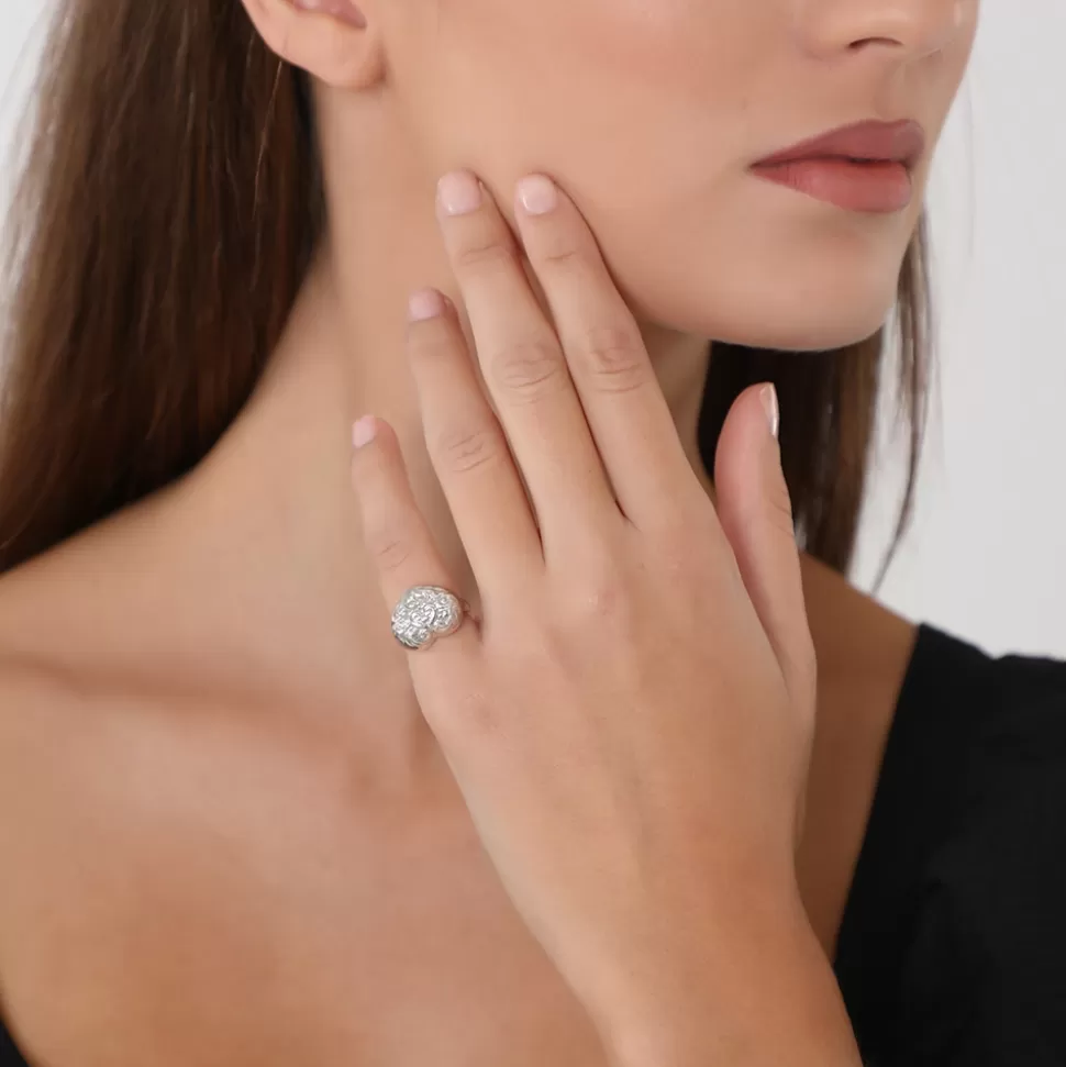 Anillo Mujer Plata Sterling con Detalle Único en Forma de Corazón Tallado - Colección Arcaica Folli Follie