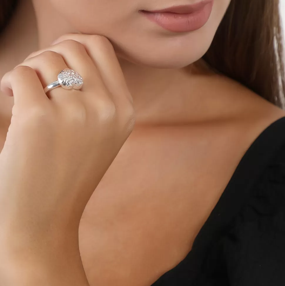Anillo Mujer Plata Sterling con Detalle Único en Forma de Corazón Tallado - Colección Arcaica Folli Follie