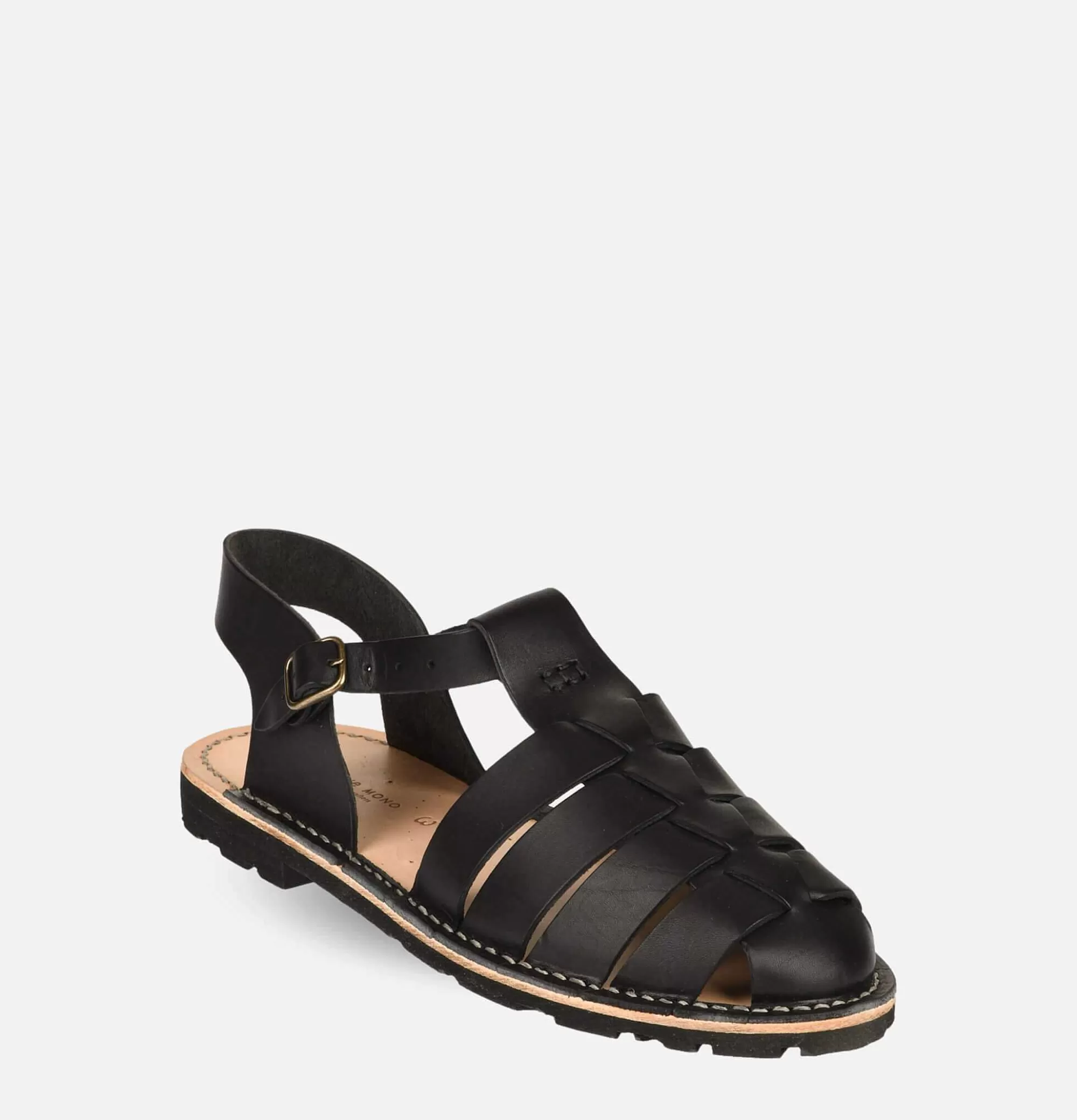 Sandalias STEVE MONO Modelo 09 - Negro Clásico hecho a mano, diseño único para hombre