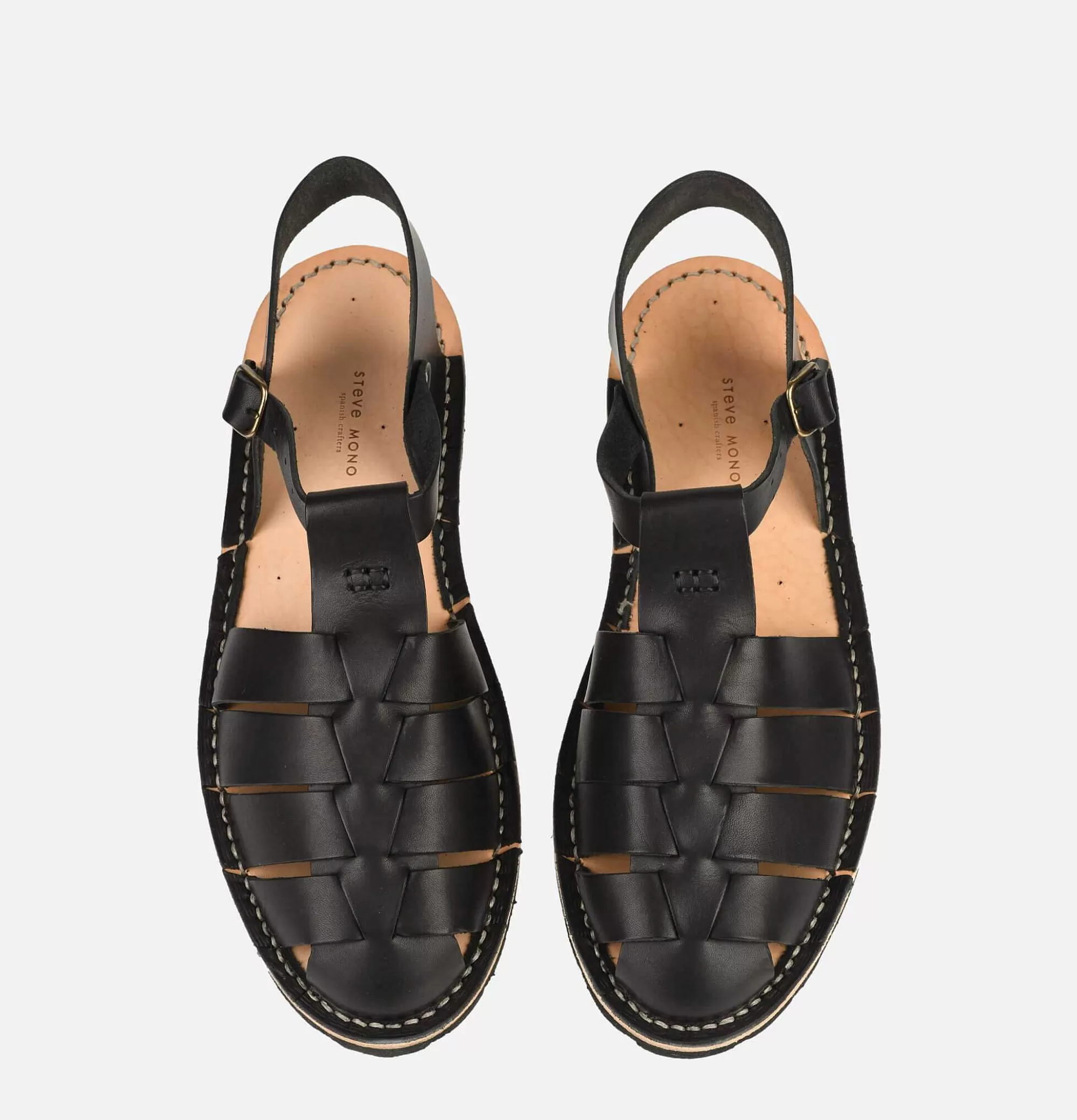 Sandalias STEVE MONO Modelo 09 - Negro Clásico hecho a mano, diseño único para hombre