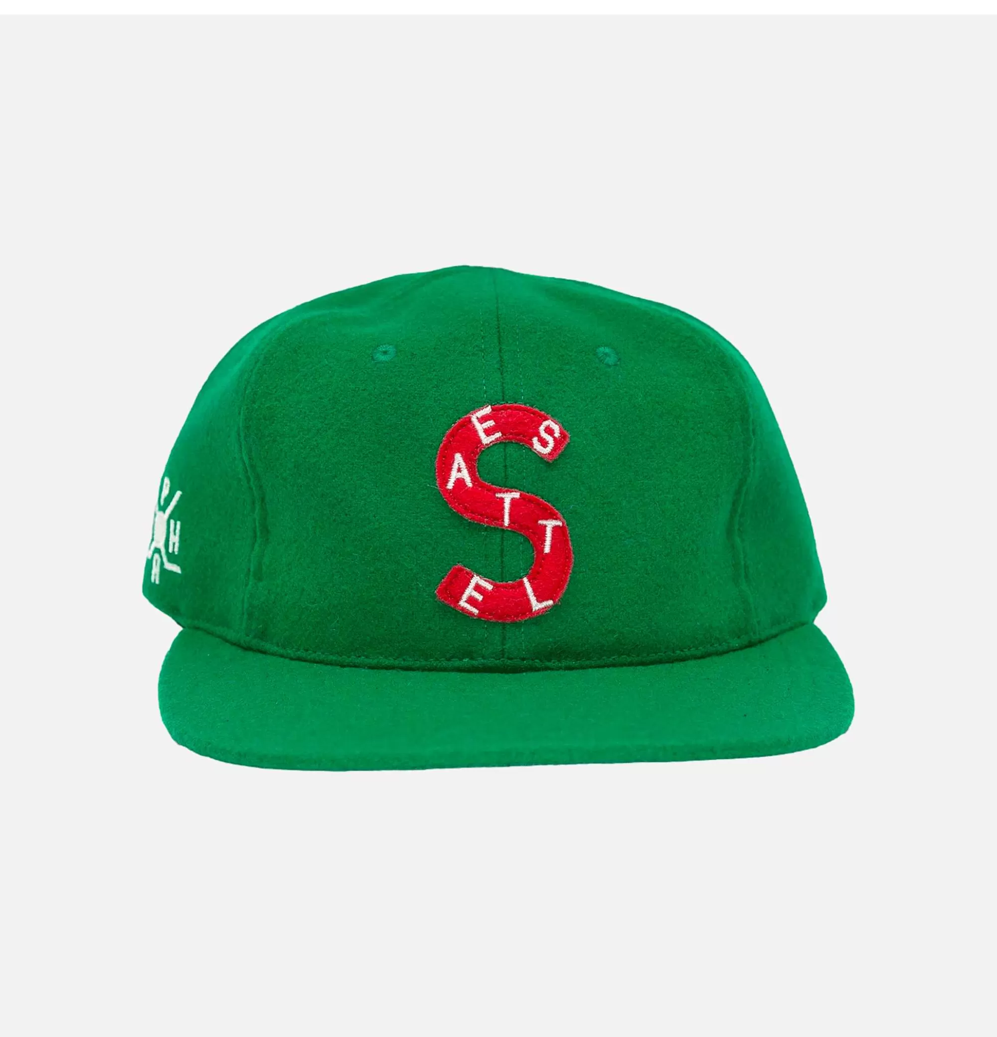 Gorra Vintage de Béisbol Ebbets Field - Diseño Seattle 1917 en Tela Flannel Verde Olivo