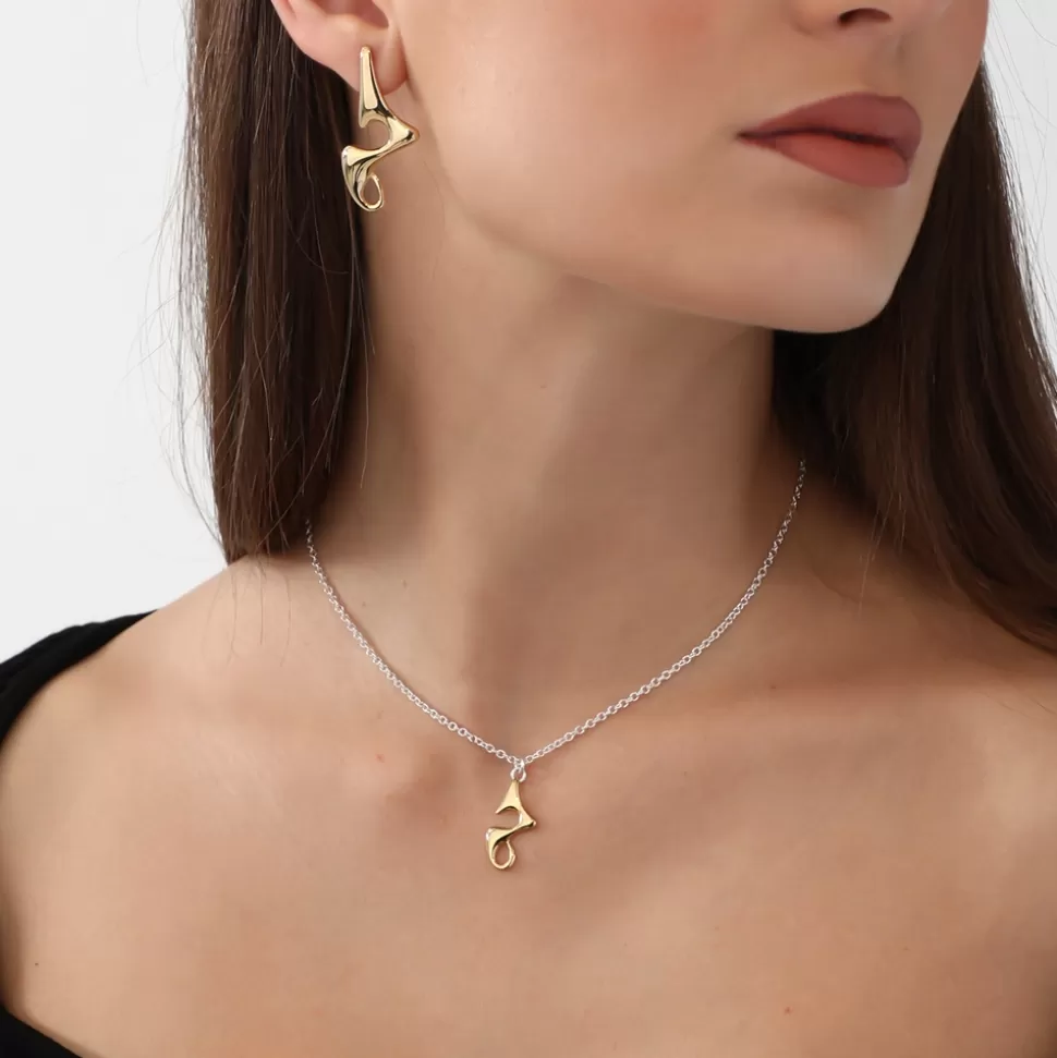 Aretes Folli Follie Elegance - Diseño Flow en Oro Brillante para Mujer, Estilo Sofisticado de Gran Tamaño