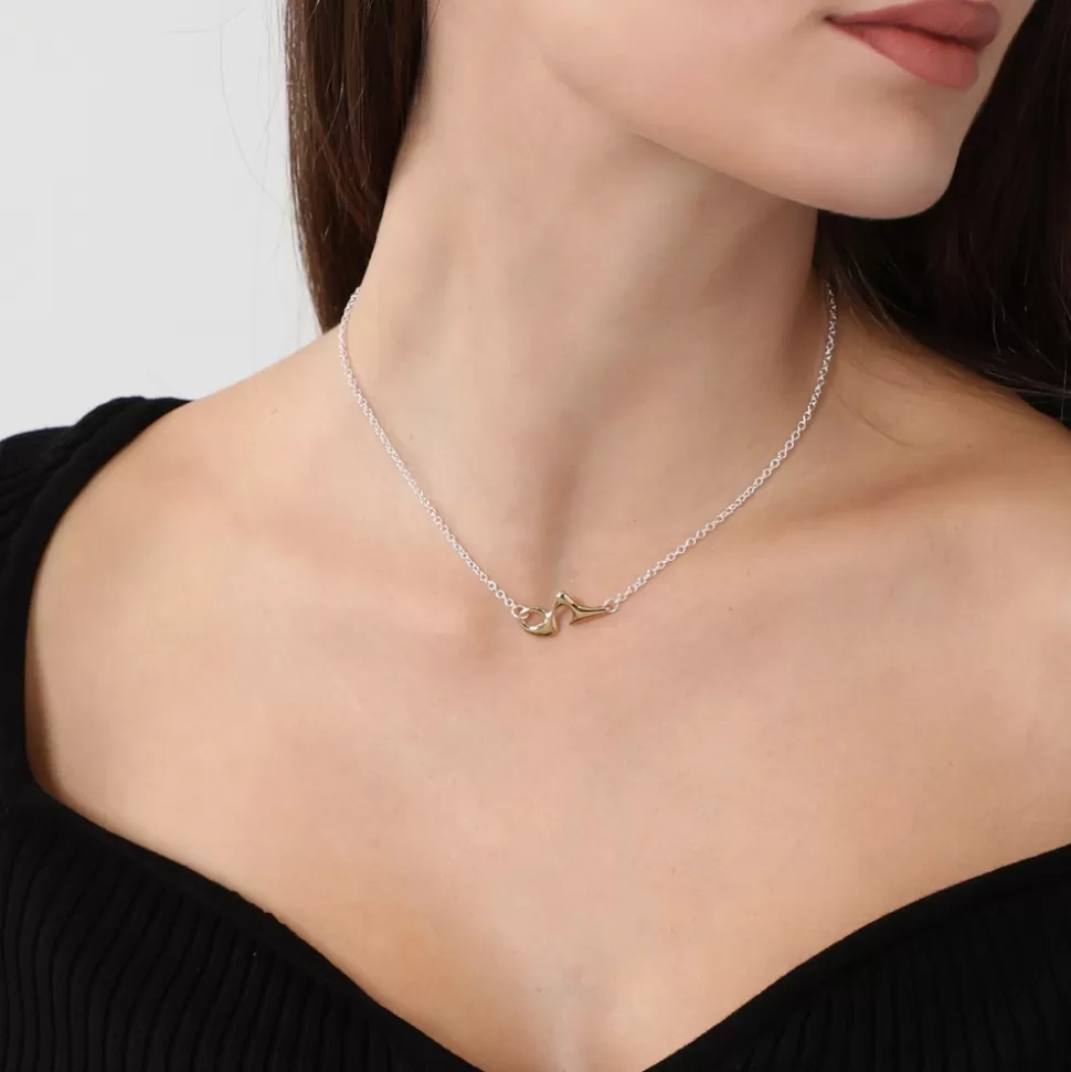 Collar Folli Follie Mujer - Plata Brillante con Diseño Asimétrico y Detalles Fluidos