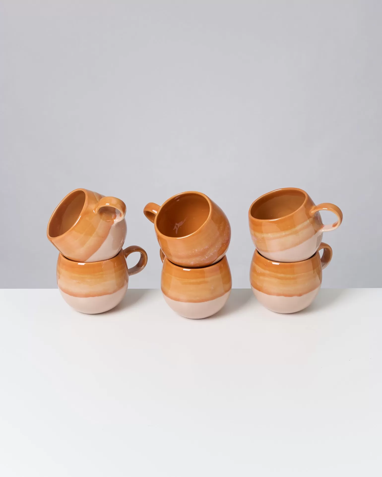 Oferta Especial: Juego de 6 Tazas Grandes Motel a Miio Bica | Color Naranja Vibrante