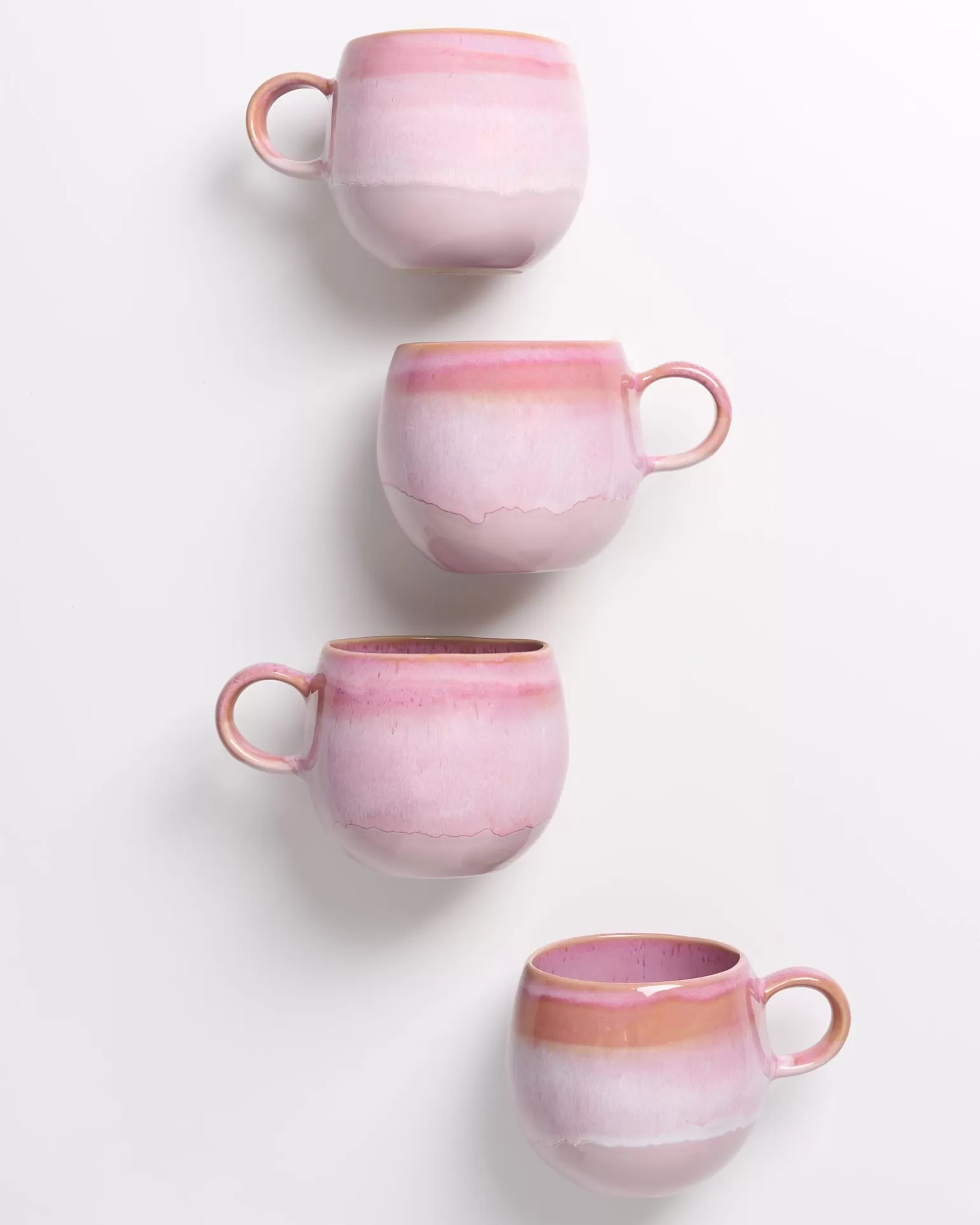 Tazas Extra Grandes Miio Bica - Juego de 4, Diseño Exclusivo Fashion Motel en Tono Rosa Suave