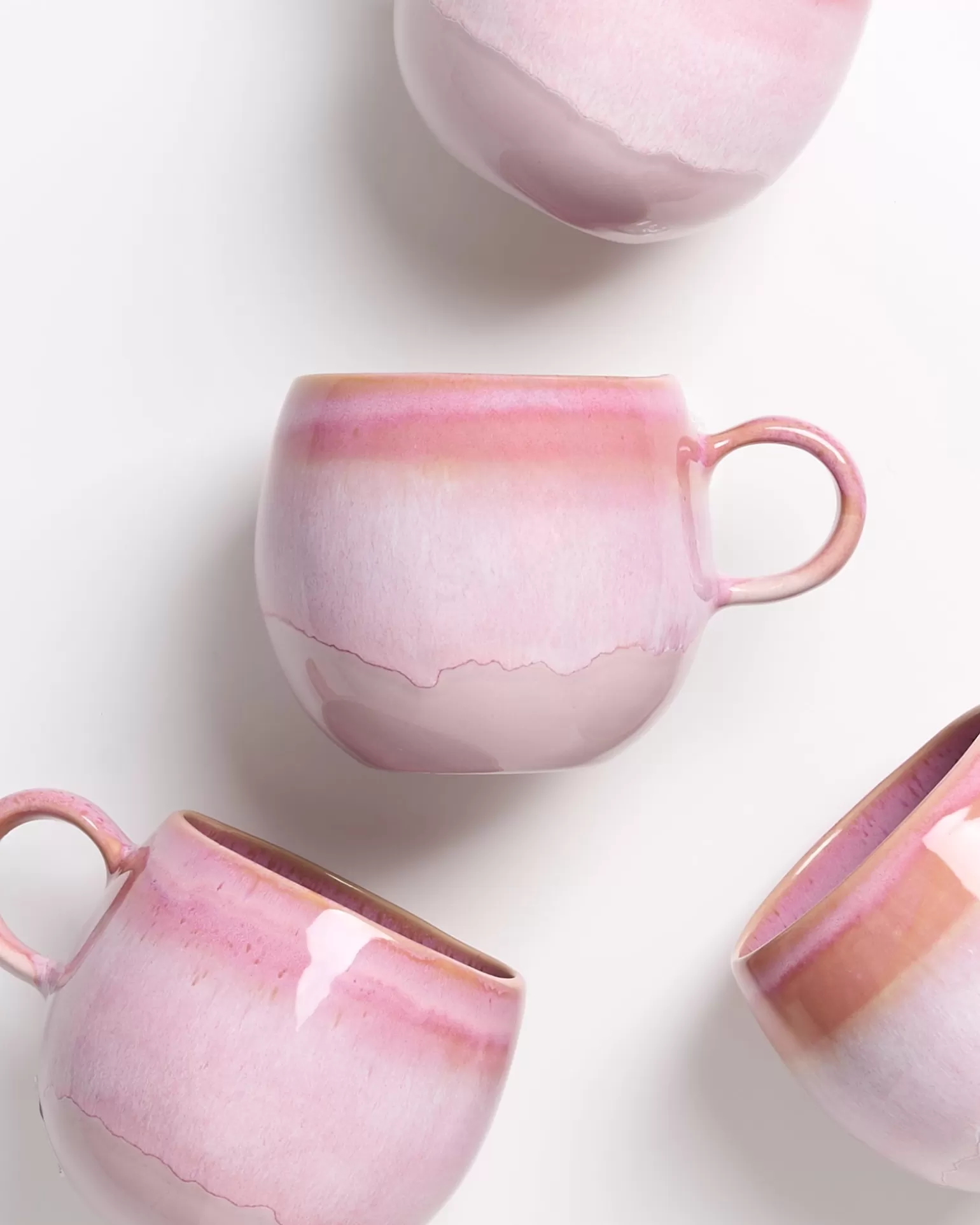Tazas Extra Grandes Miio Bica - Juego de 4, Diseño Exclusivo Fashion Motel en Tono Rosa Suave