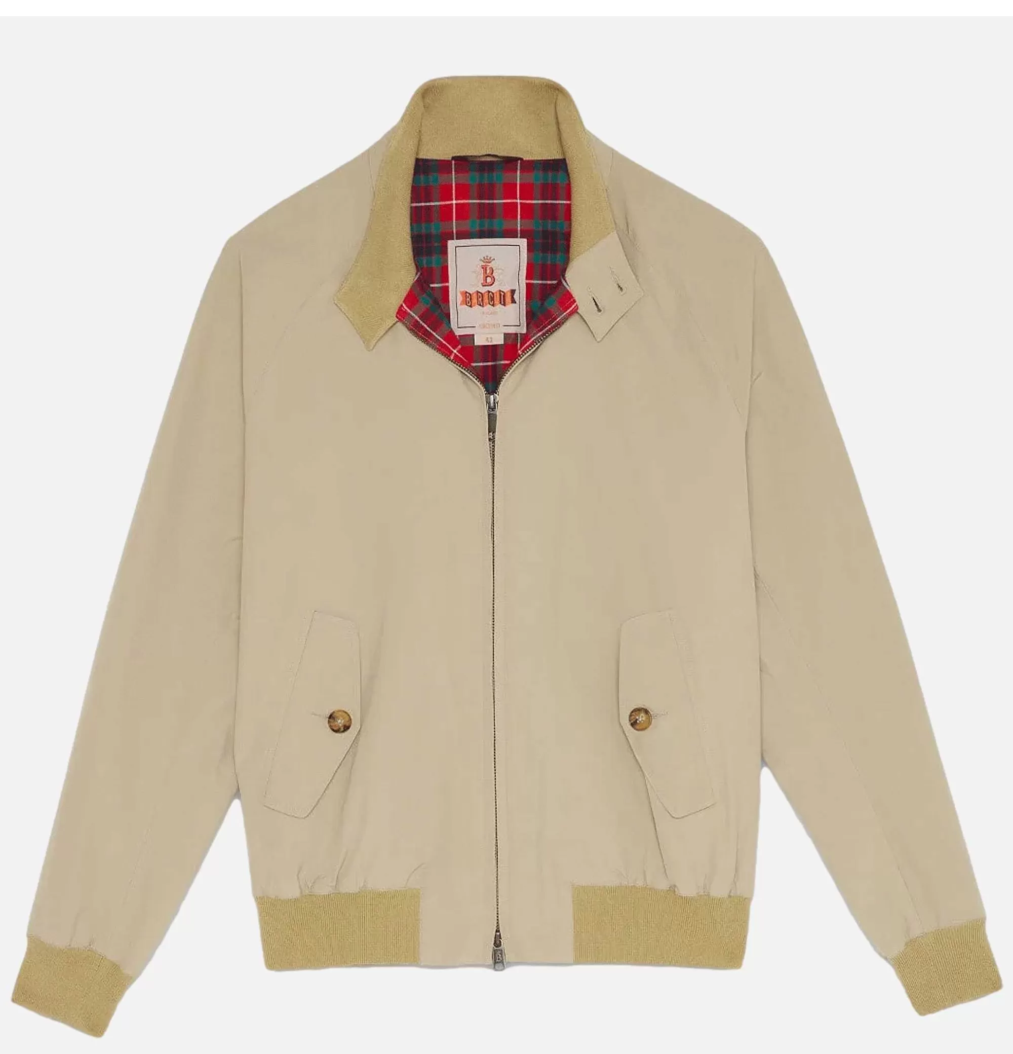 BARACUTA Chaqueta Harrington G9 Beige - Abrigos y Chaquetas de Hombre | Modelo Clásico Premium con Cuello Ribeteado e Impermeable Ligero
