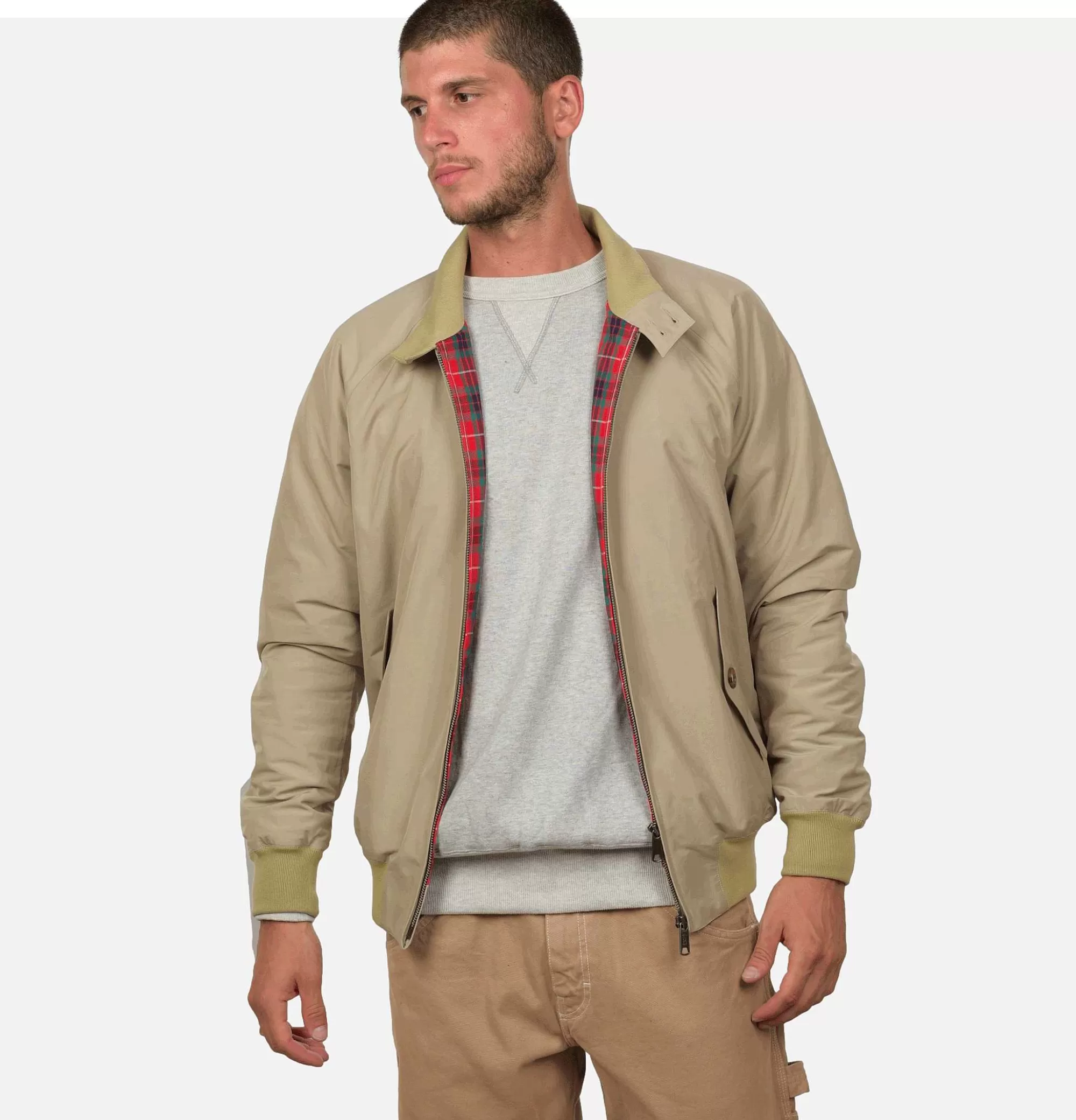 BARACUTA Chaqueta Harrington G9 Beige - Abrigos y Chaquetas de Hombre | Modelo Clásico Premium con Cuello Ribeteado e Impermeable Ligero