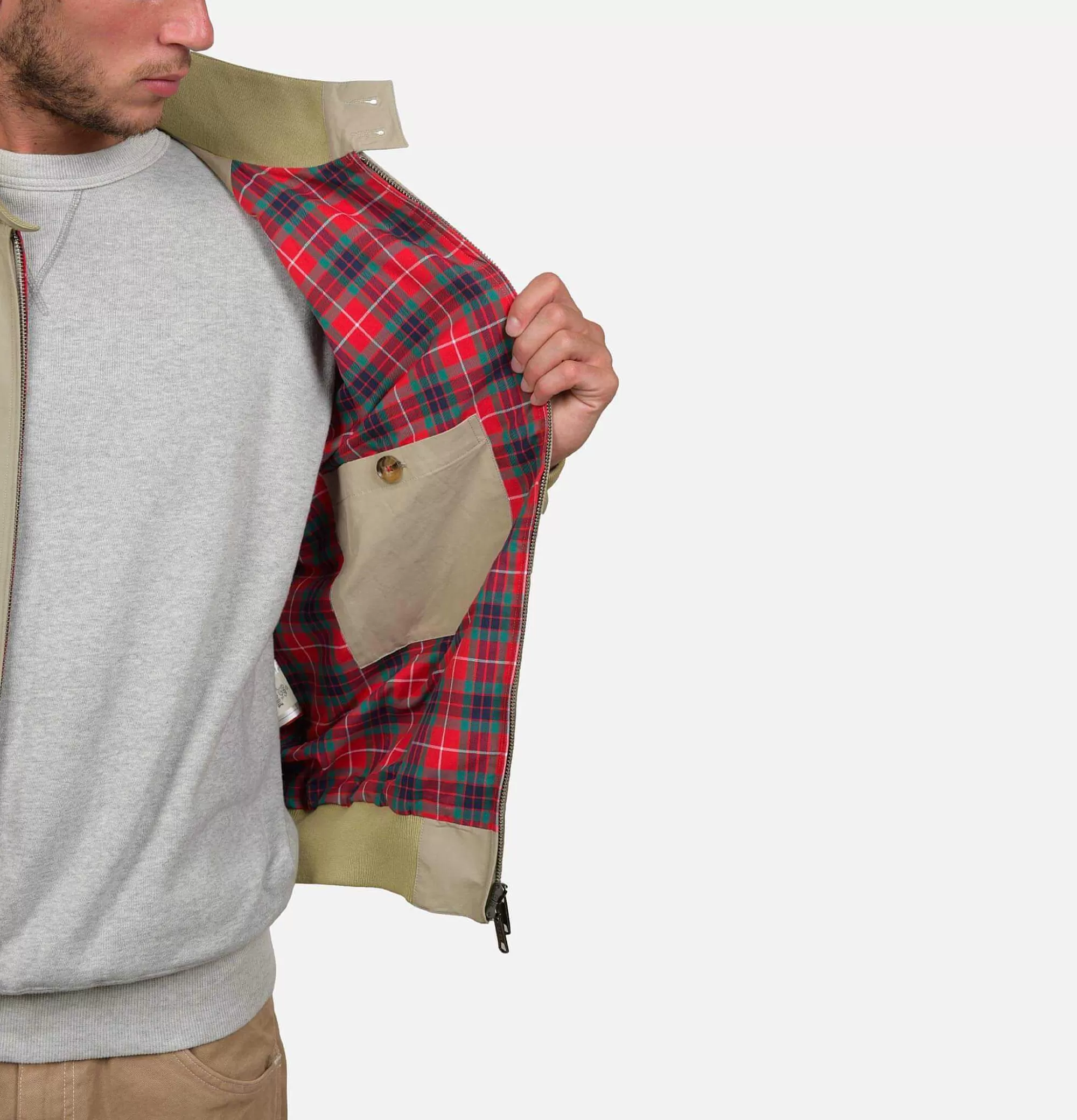 BARACUTA Chaqueta Harrington G9 Beige - Abrigos y Chaquetas de Hombre | Modelo Clásico Premium con Cuello Ribeteado e Impermeable Ligero