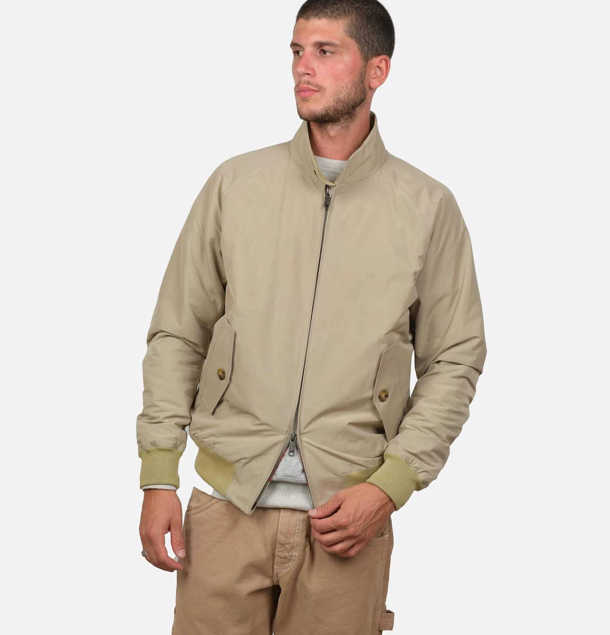 BARACUTA Chaqueta Harrington G9 Beige - Abrigos y Chaquetas de Hombre | Modelo Clásico Premium con Cuello Ribeteado e Impermeable Ligero