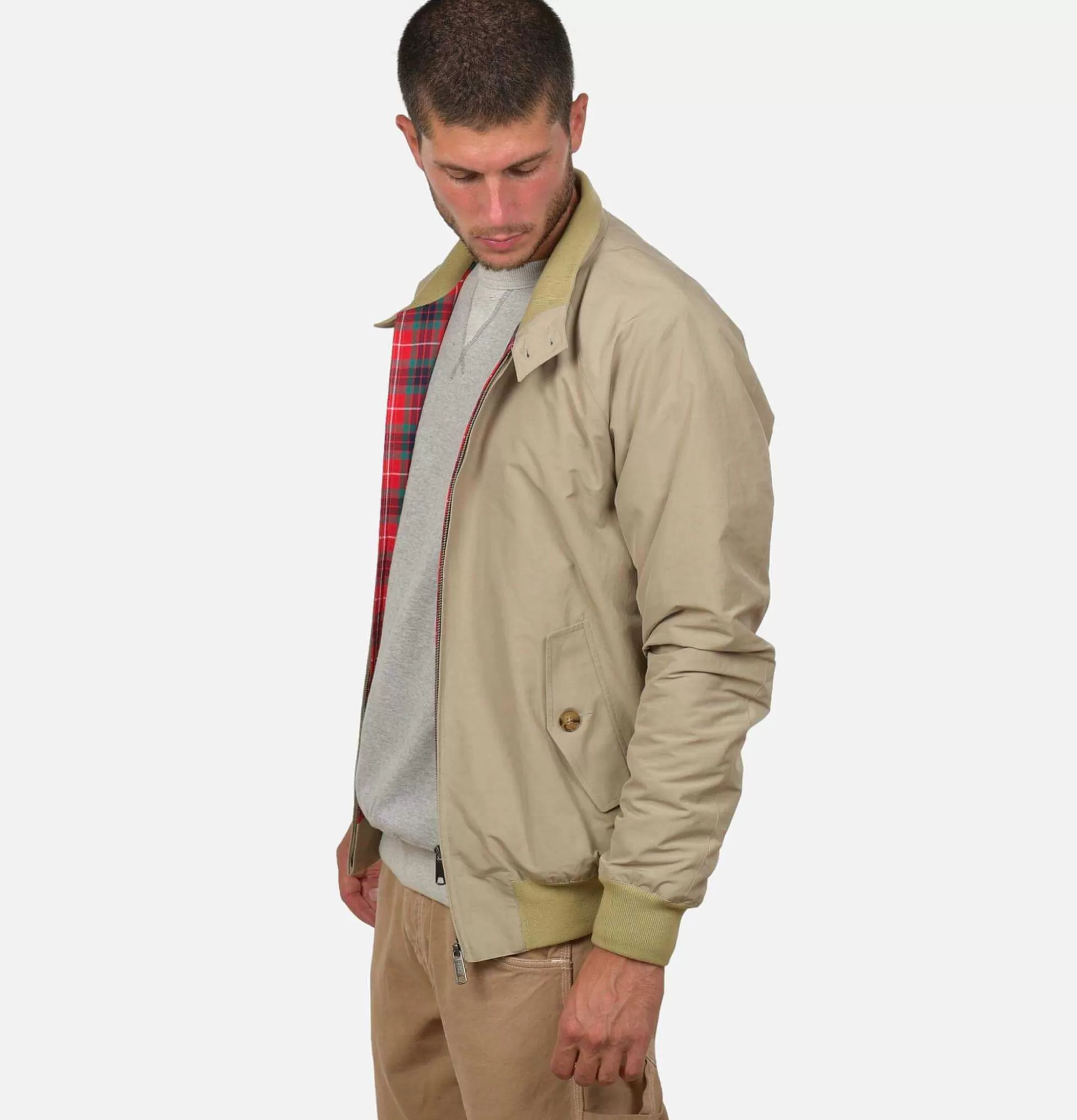 BARACUTA Chaqueta Harrington G9 Beige - Abrigos y Chaquetas de Hombre | Modelo Clásico Premium con Cuello Ribeteado e Impermeable Ligero