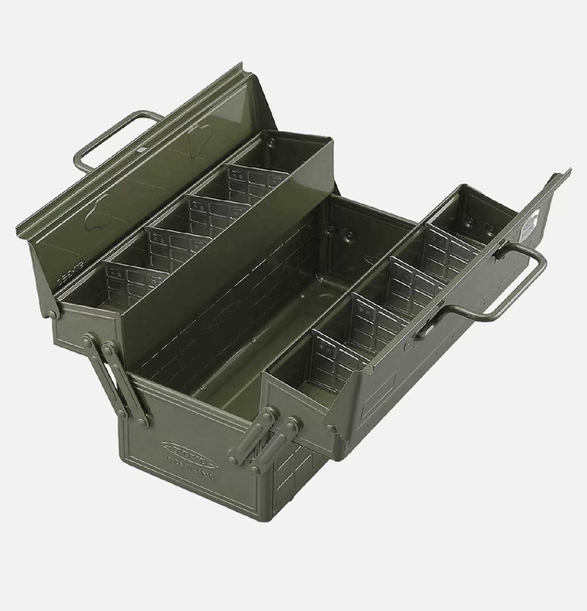 Caja de Herramientas Resistente TOYO STEEL - Modelo ST 350 en Color Caqui para Uso Doméstico