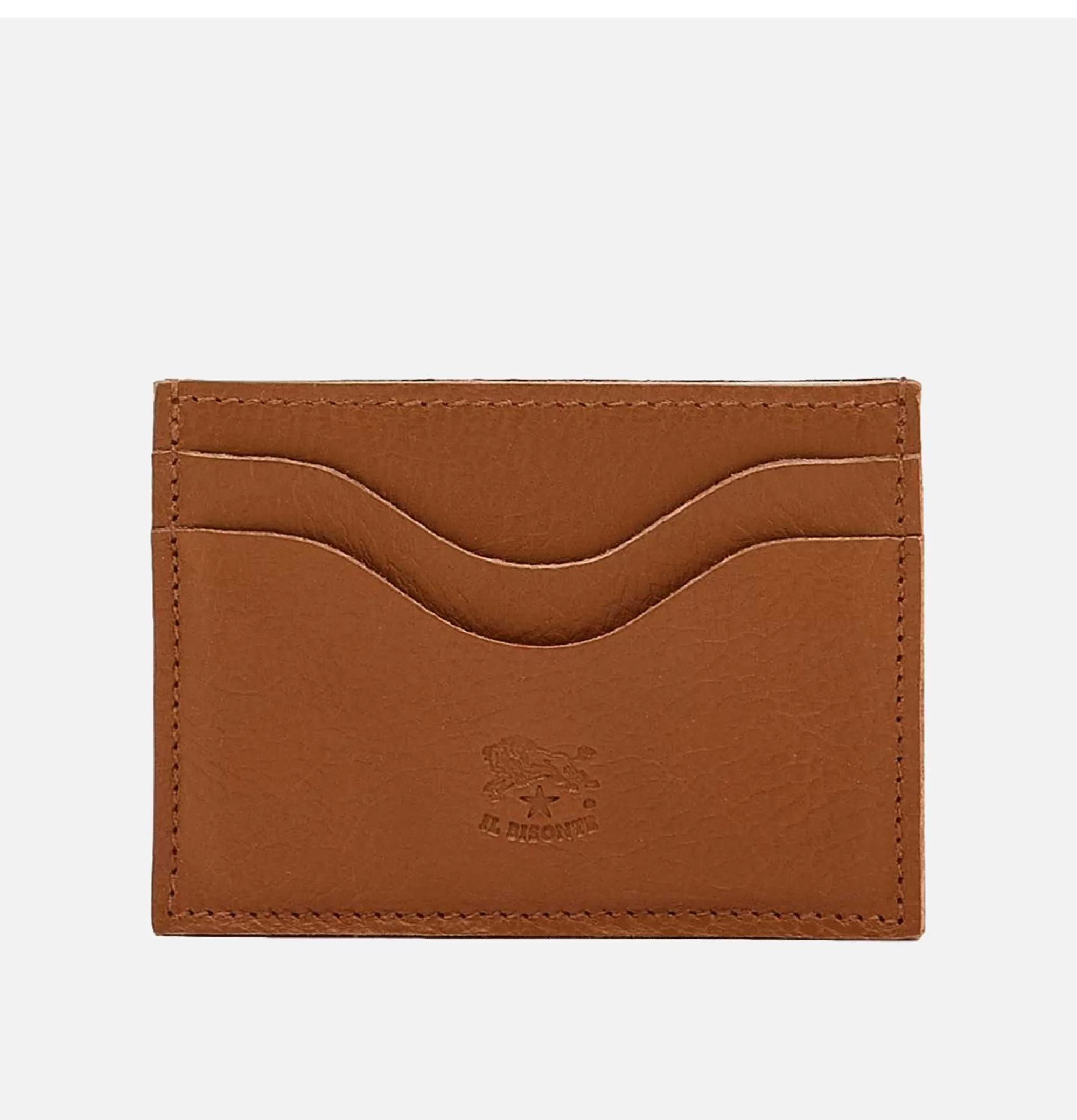 Portafolios Compacto IL BISONTE en Piel - Diseño Práctico en Tono Nogal, Ideal para Organizar Tus Tarjetas Diarias