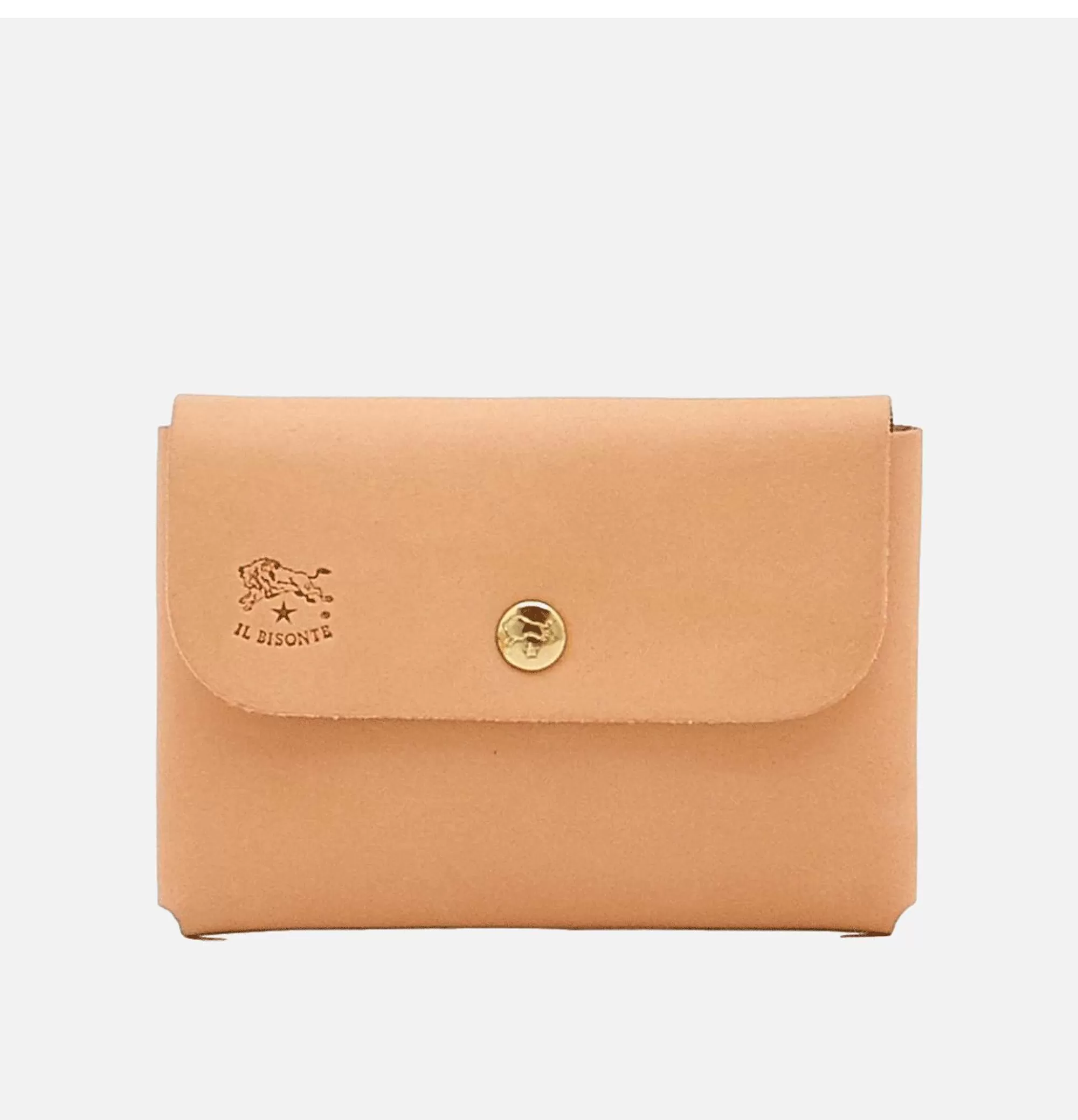 Portafolio Compacto IL BISONTE en Cuero Natural - Accesorio Elegante para Hombre en la Colección de Pequeña Marroquinería
