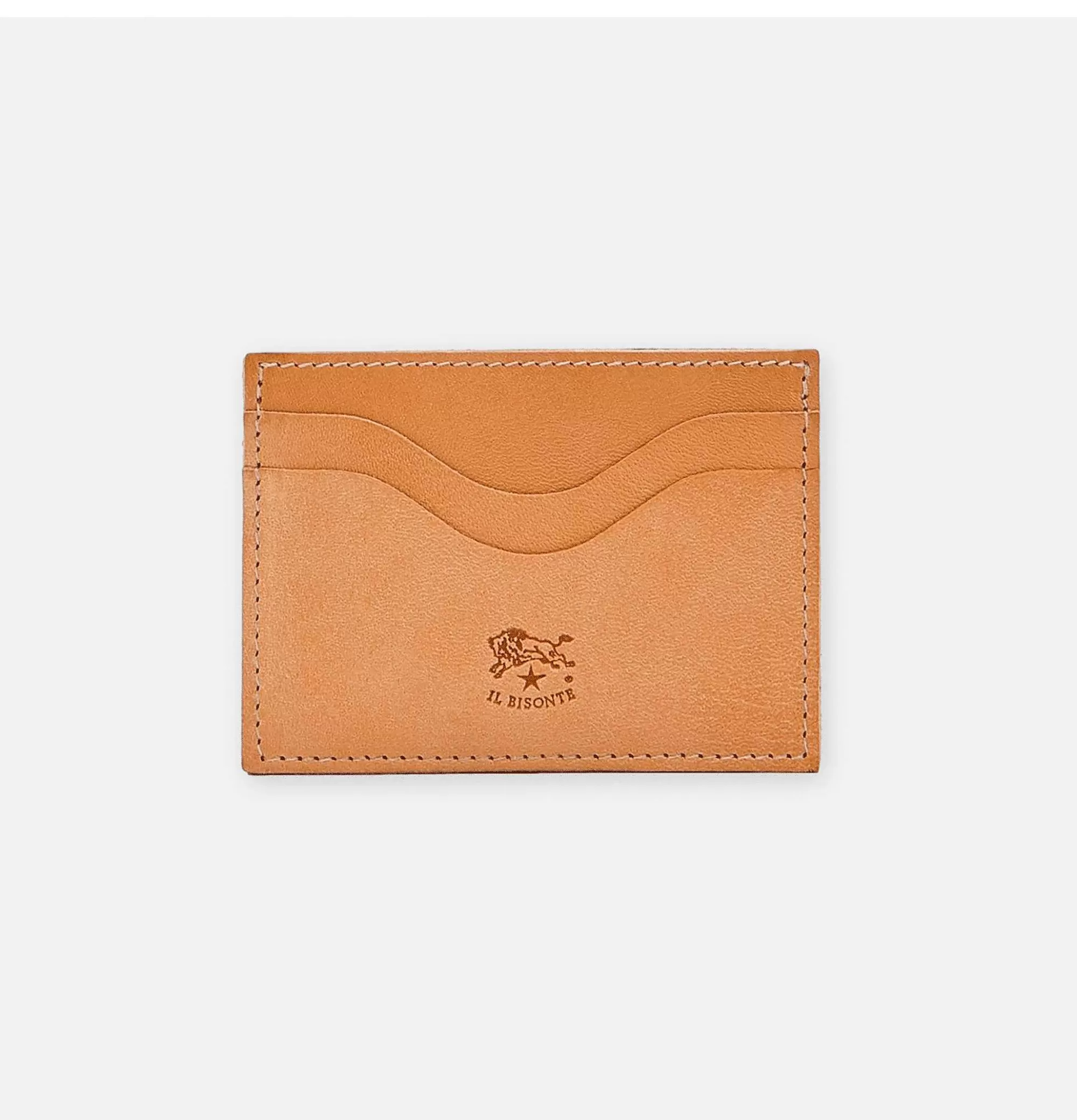 Porta Tarjetas IL BISONTE en Cuero Natural - Marroquinería Fina Compacta