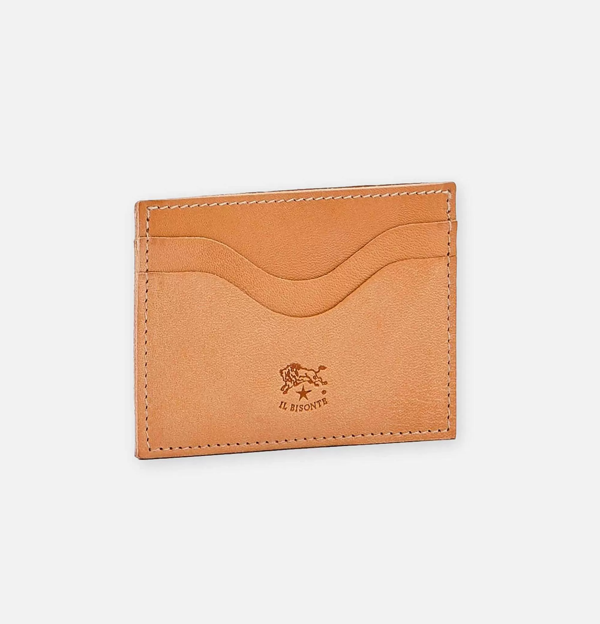 Porta Tarjetas IL BISONTE en Cuero Natural - Marroquinería Fina Compacta