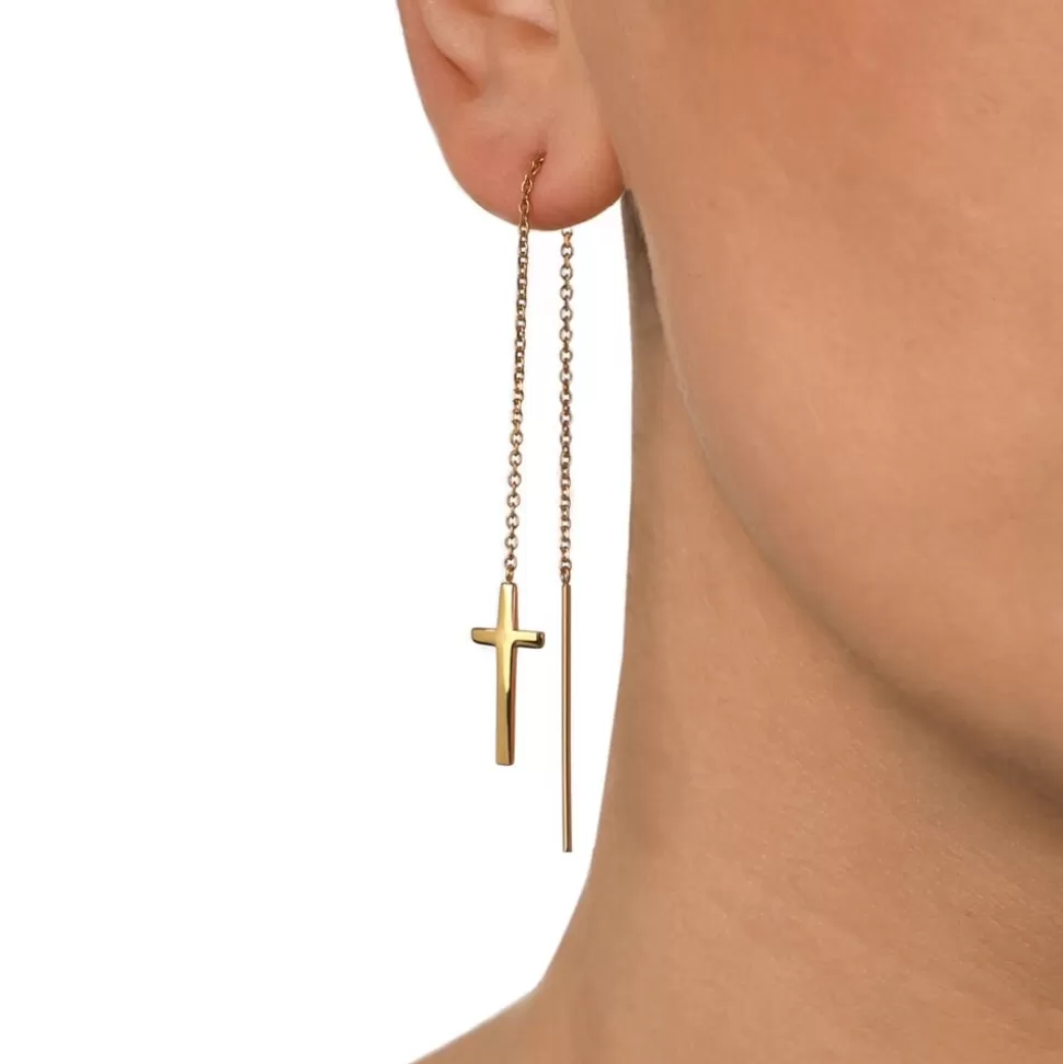 Aros Colgantes Carma con Baño de Oro - Elegancia Moderna para Mujer, Diseño Delicado con Detalles Brillantes