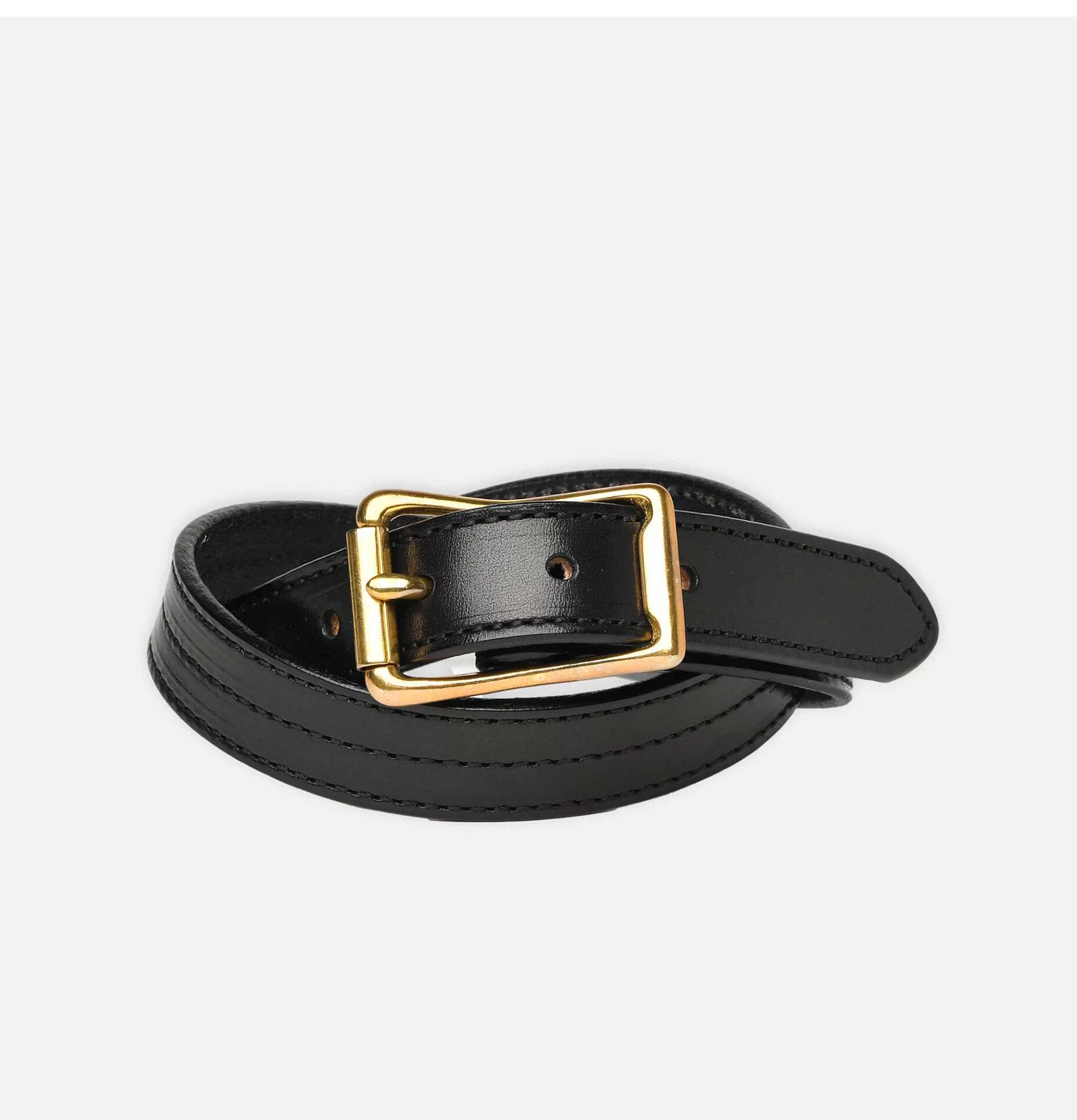 Cinturón YUKETEN Triple Costura Negro - Diseño Robusto en Cuero con Costuras Reforzadas para Hombre, Estilo Duradero y Clásico