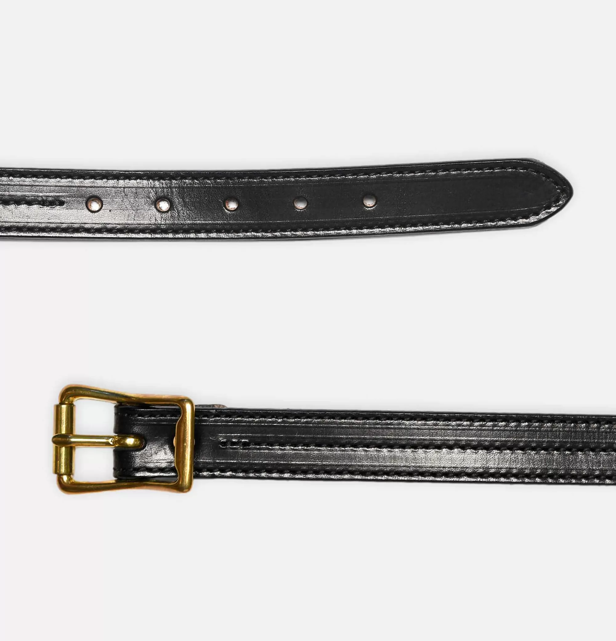 Cinturón YUKETEN Triple Costura Negro - Diseño Robusto en Cuero con Costuras Reforzadas para Hombre, Estilo Duradero y Clásico