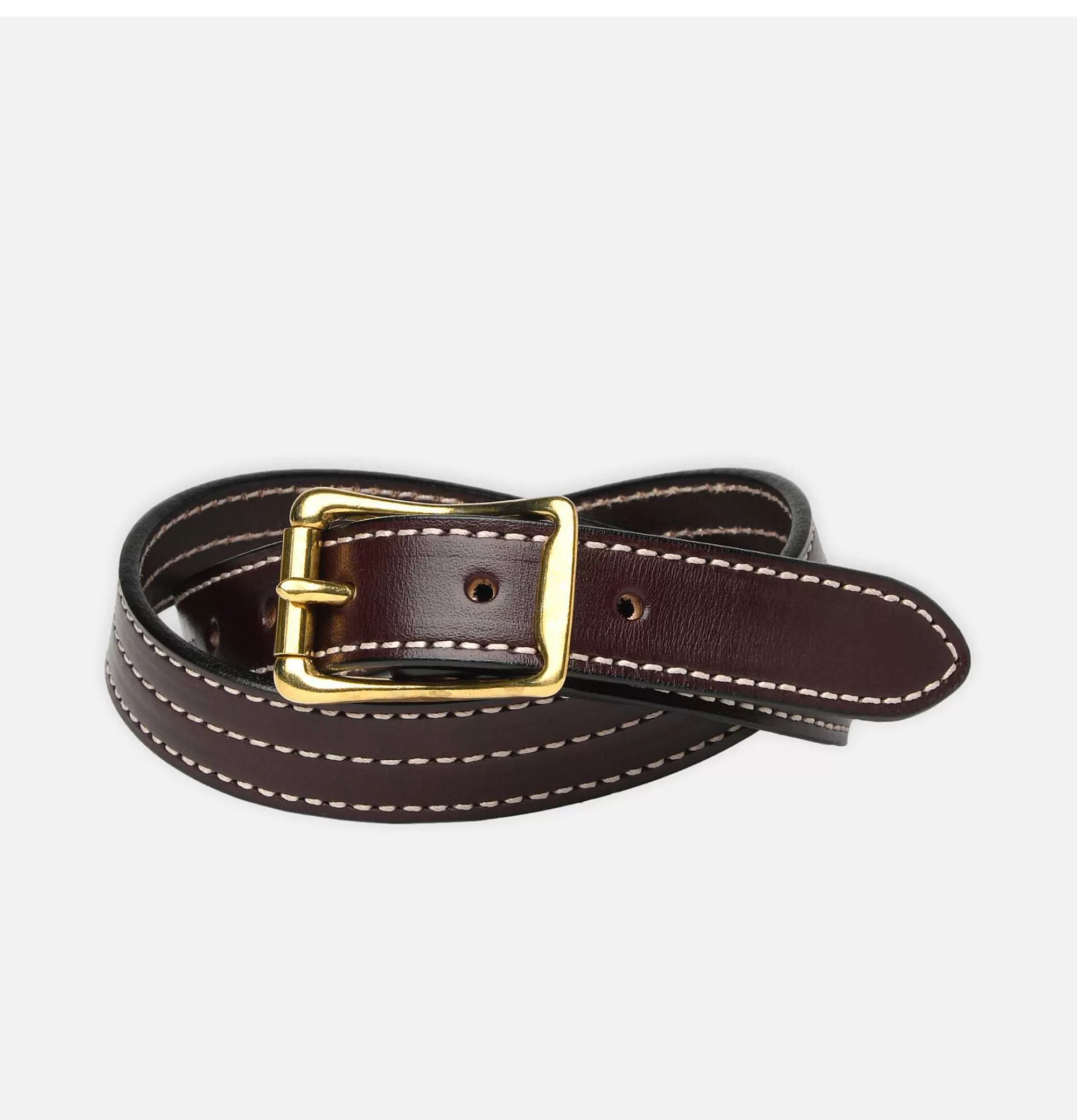 Cinturón YUKETEN en Cuero Marrón Ébano con Triple Costura Reforzada - Diseño Duradero y Artesanal
