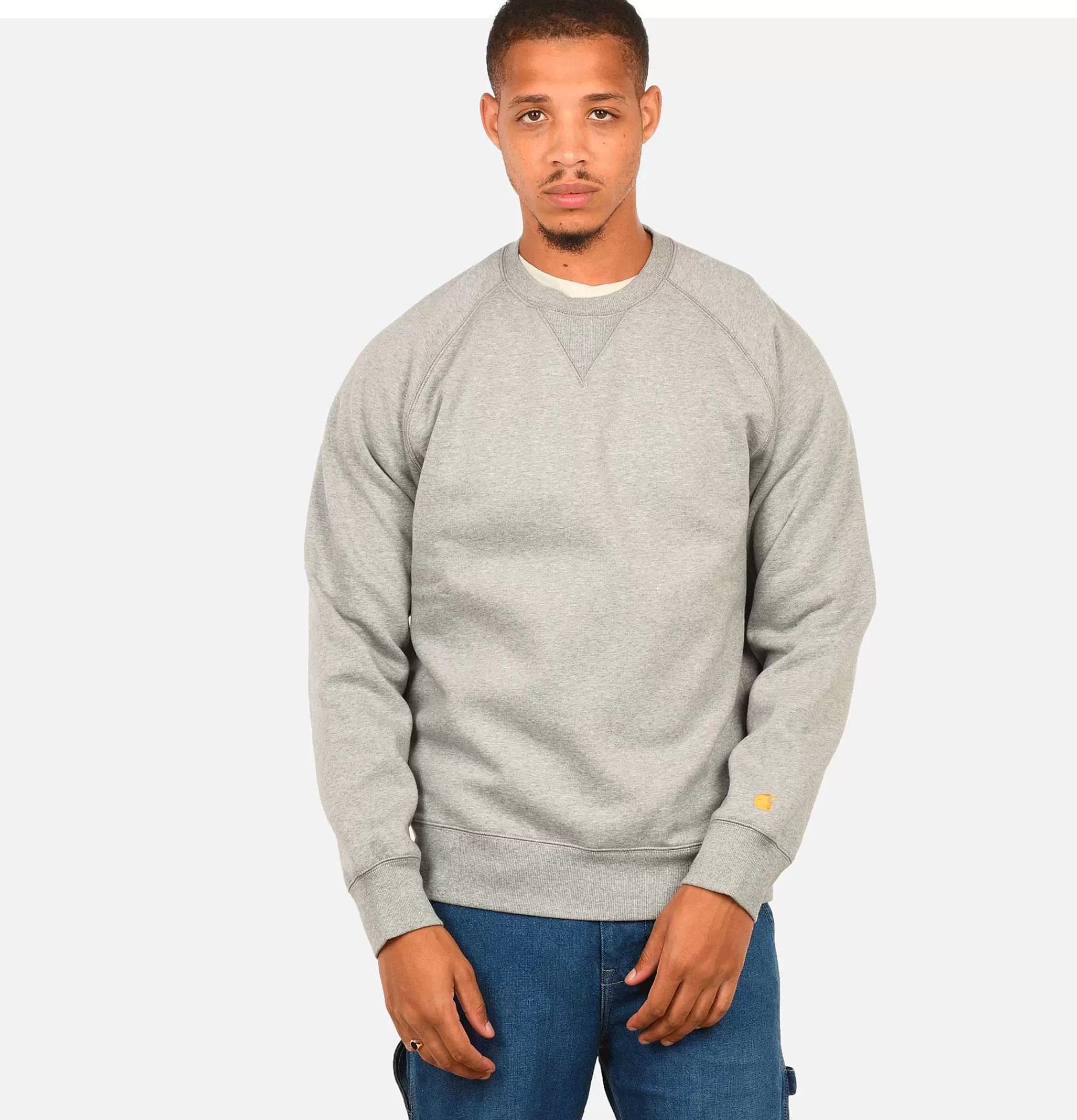 Sudadera con Capucha CARHARTT WIP Chase - Gris Mezclado Oro Viejo en Felpa Premium para Hombre, Tejido Cálido y Duradero