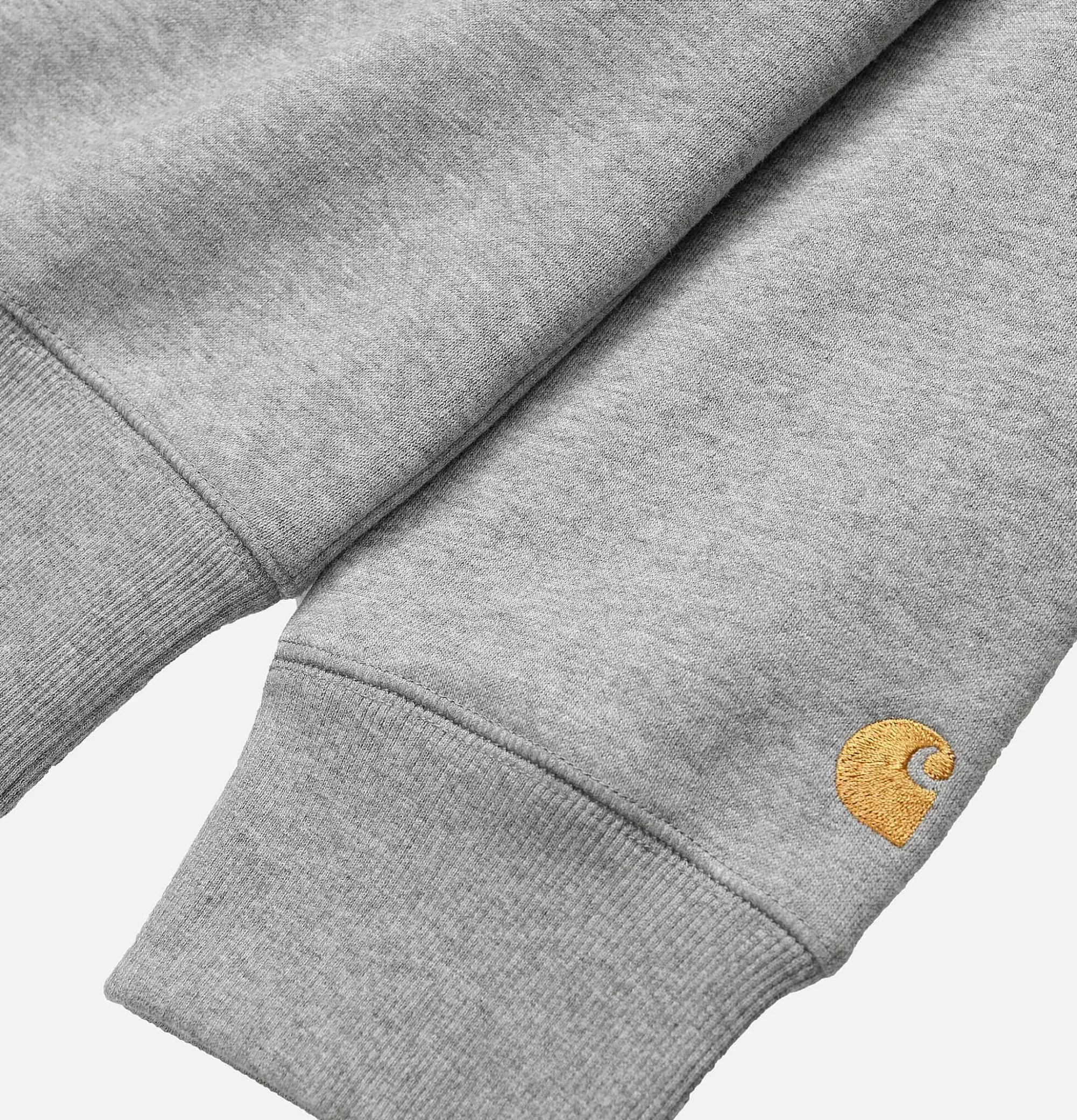Sudadera con Capucha CARHARTT WIP Chase - Gris Mezclado Oro Viejo en Felpa Premium para Hombre, Tejido Cálido y Duradero