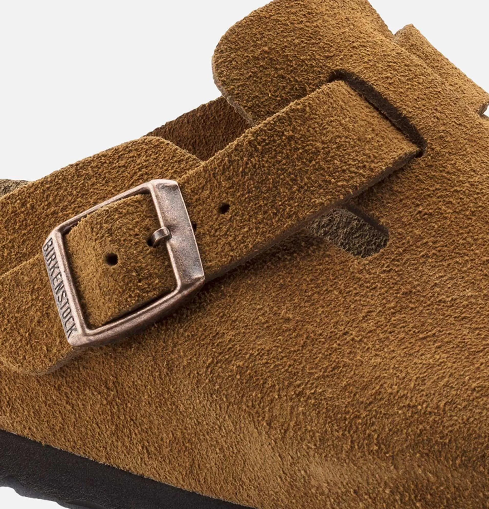 Sandalias Boston Birkenstock para Hombre - Gamuza Visón Suave, Estilo Clásico con Soporte Anatómico