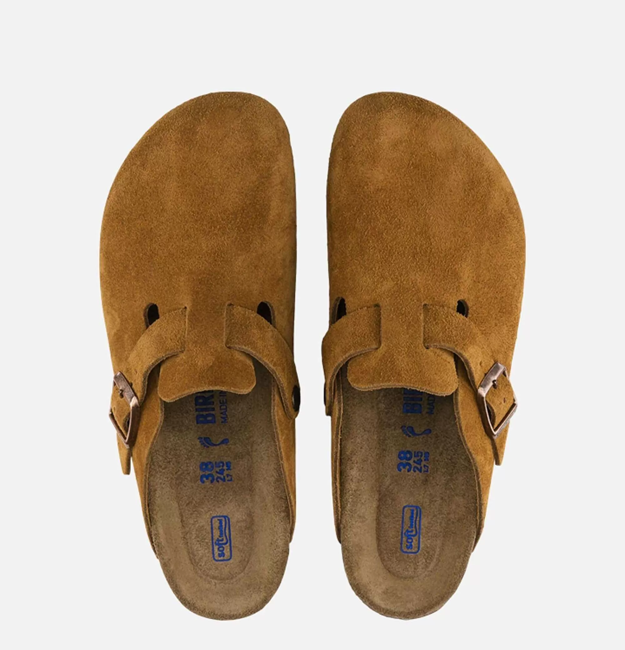 Sandalias Boston Birkenstock para Hombre - Gamuza Visón Suave, Estilo Clásico con Soporte Anatómico