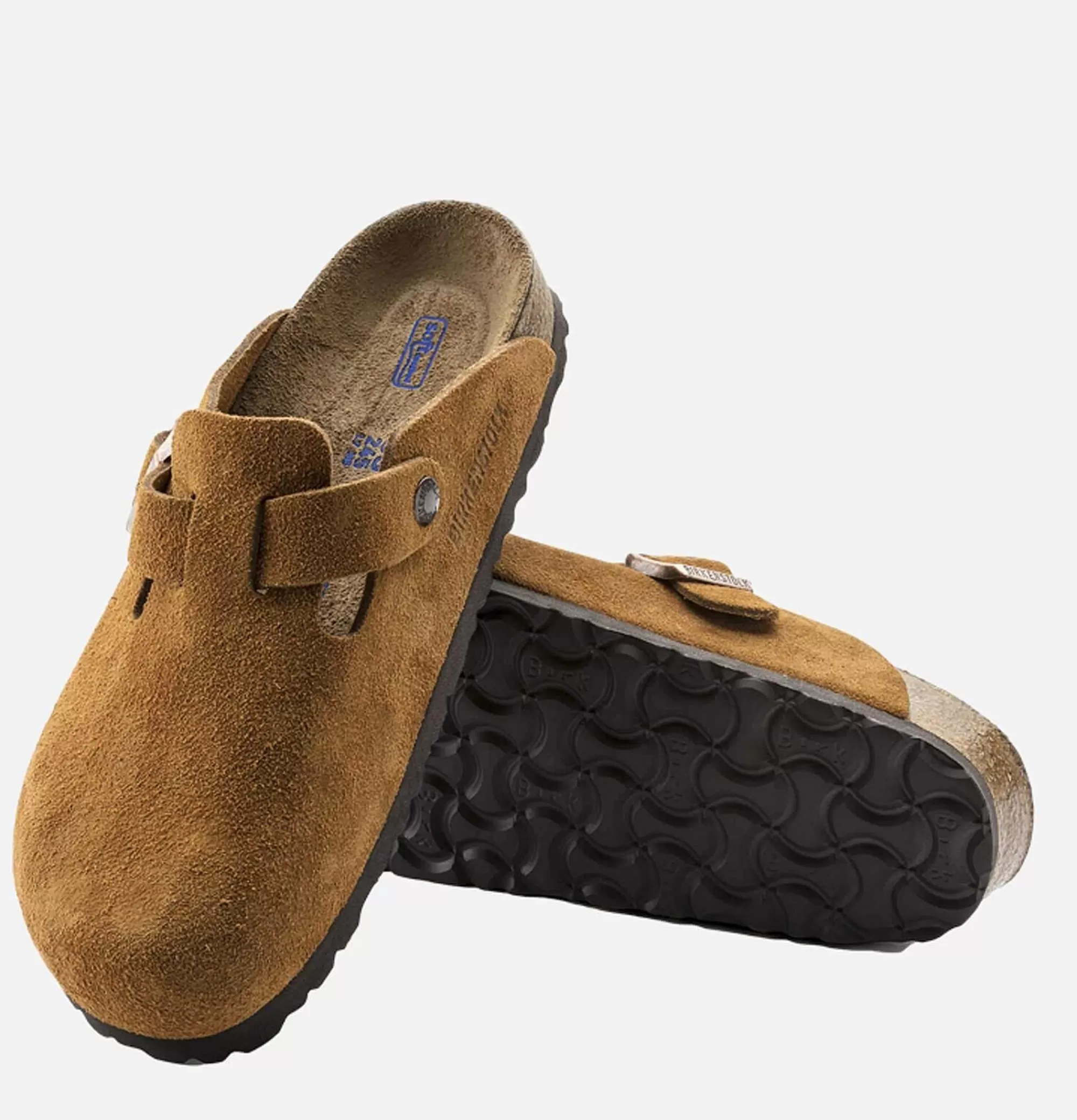 Sandalias Boston Birkenstock para Hombre - Gamuza Visón Suave, Estilo Clásico con Soporte Anatómico