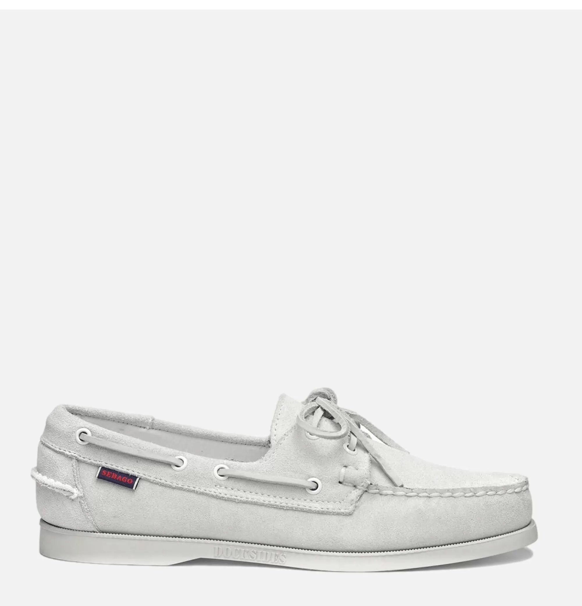 Zapatos Náuticos SEBAGO Docksides en Piel de Ante Blanco - Calzado Casual para Caballeros