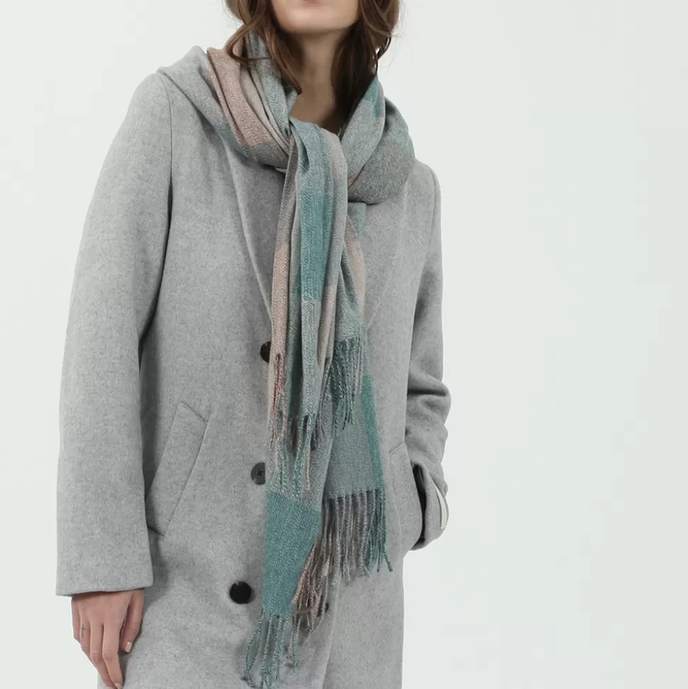 Foulard Folli Follie Mujer - Bufanda de Cuadros en Lana 100% para Looks Invernales con Estilo