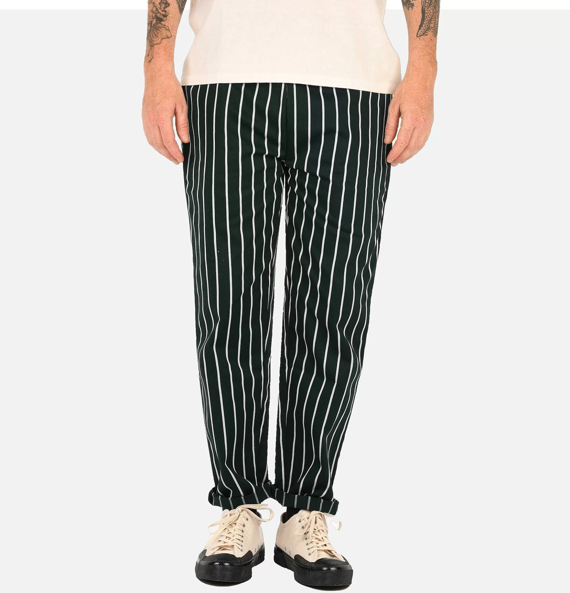 Pantalón Profesional CookMan para Chef - Rayas Verdes con Ajuste Perfecto y Confort Superior