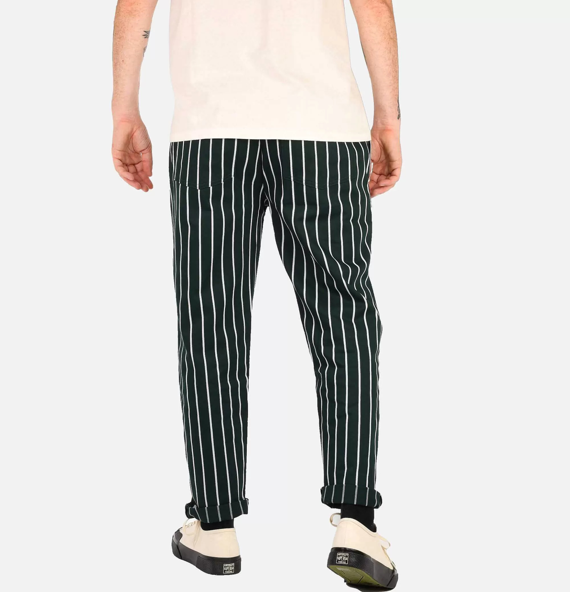 Pantalón Profesional CookMan para Chef - Rayas Verdes con Ajuste Perfecto y Confort Superior