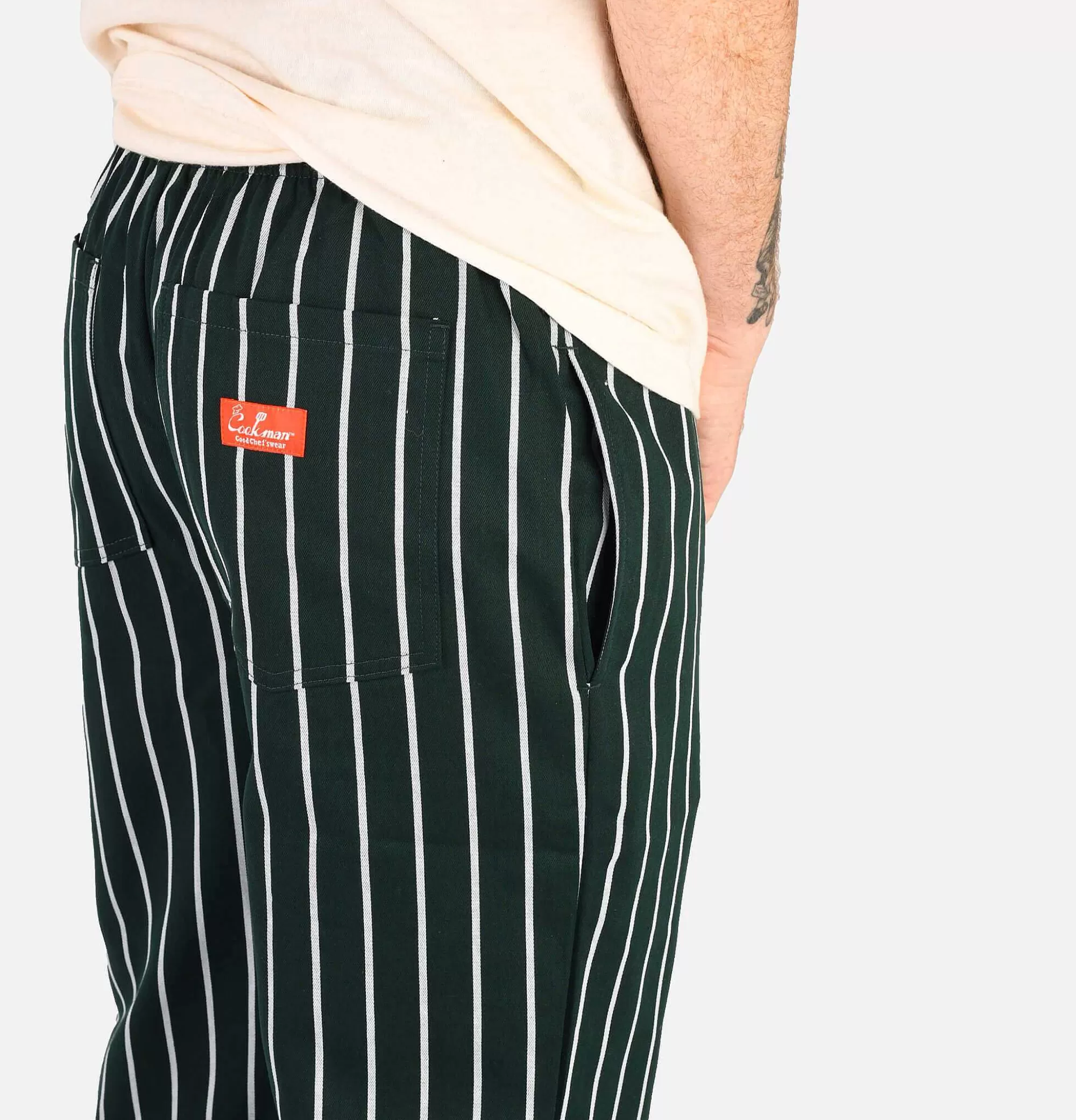 Pantalón Profesional CookMan para Chef - Rayas Verdes con Ajuste Perfecto y Confort Superior