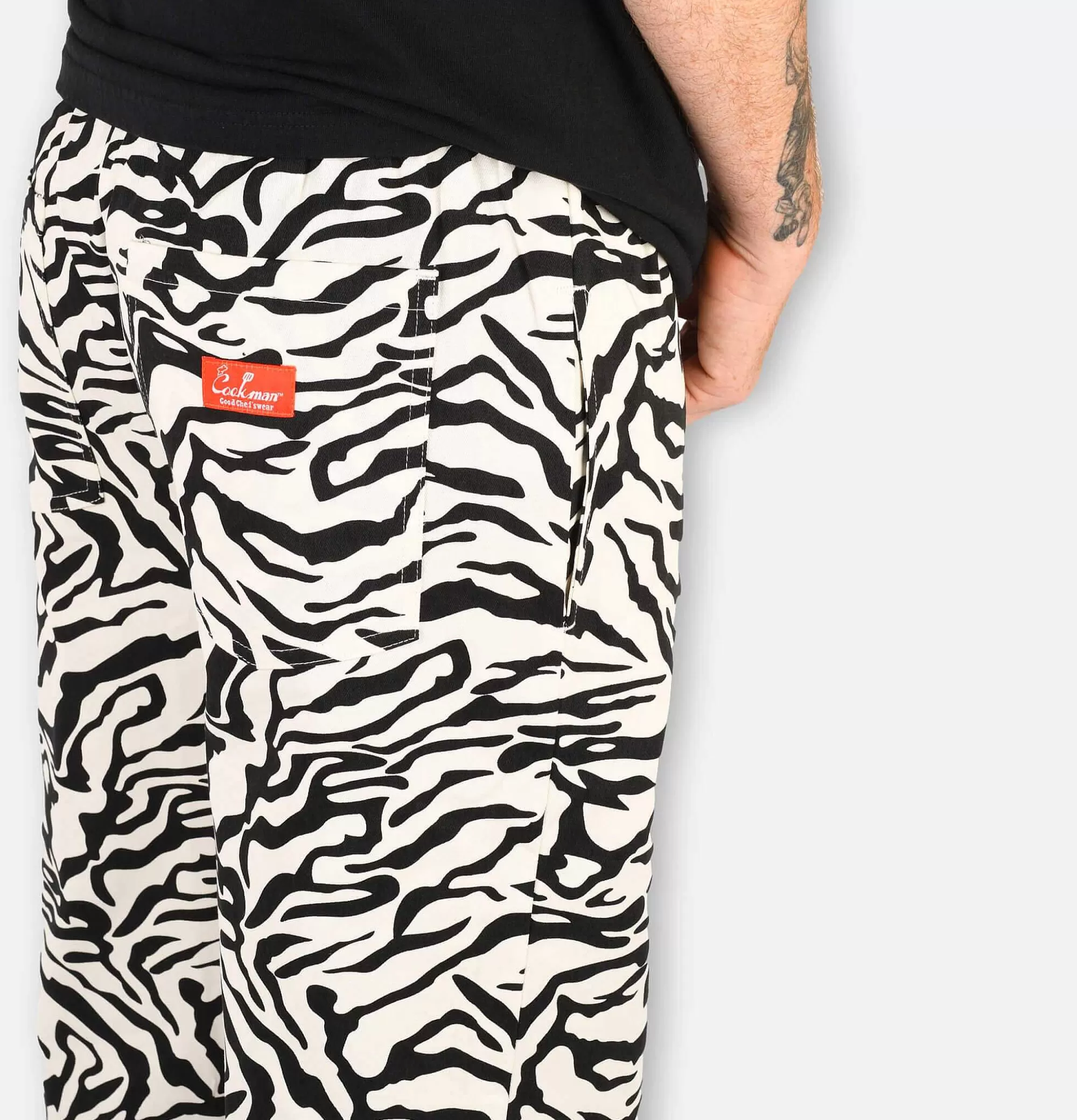 COOKMAN Pantalones Profesionales para Chef - Diseño Cebra Moderno, Comodidad Duradera en Cocina